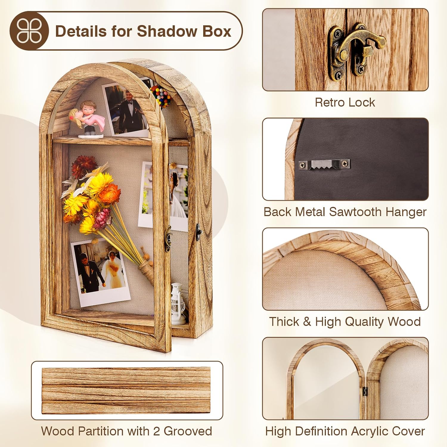DGWJSU Shadow Box Frame 10x16 Large Shadow Boxes Display Cases with Linen Back and Removable Shelves, Picture Frame