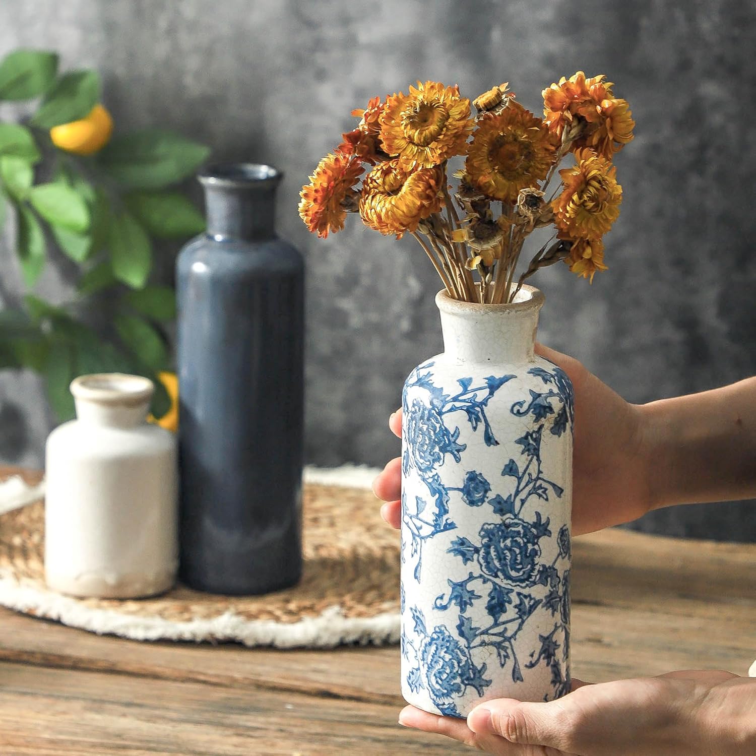 Ceramic Vintage Vases / 007 Vintage - Blue / Set of 3