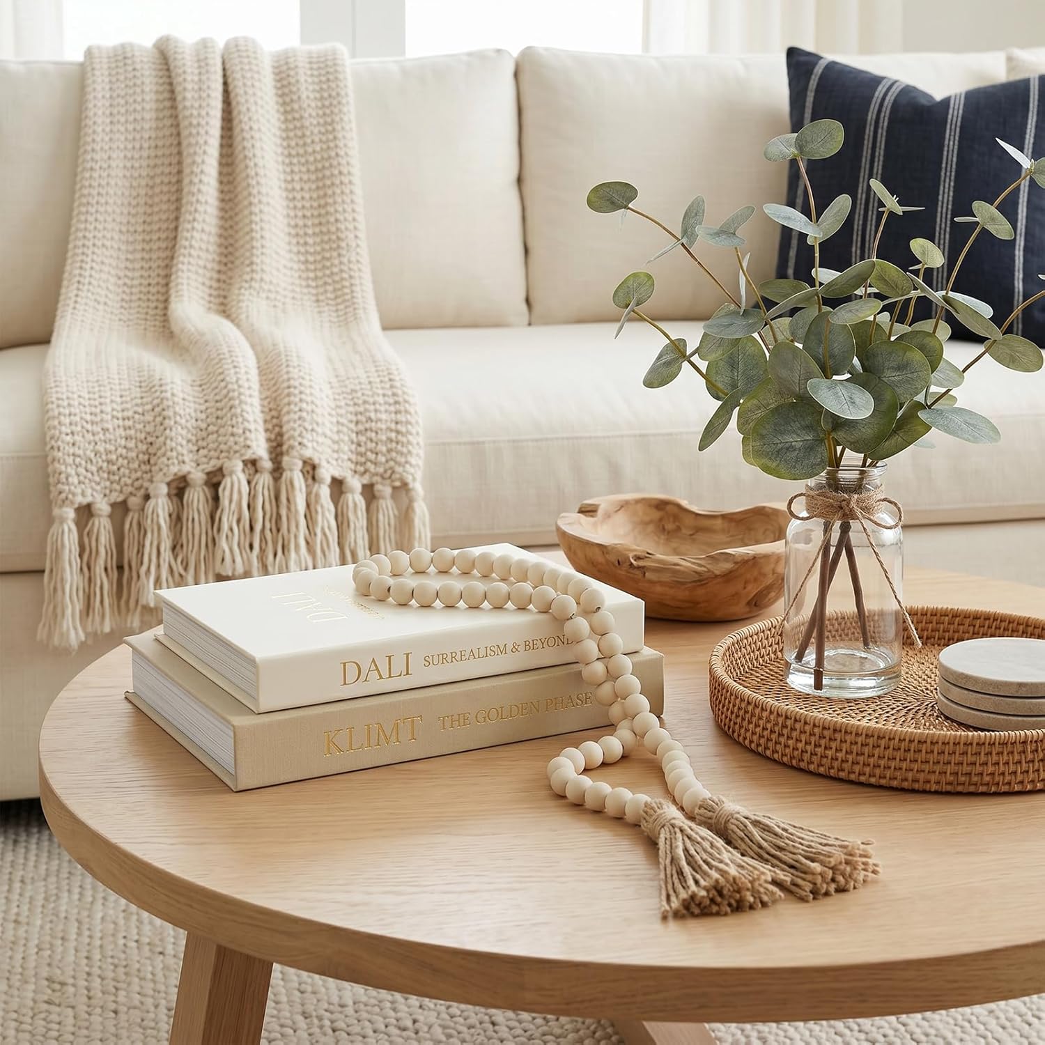 Wood Bead Garland / Khaki-white