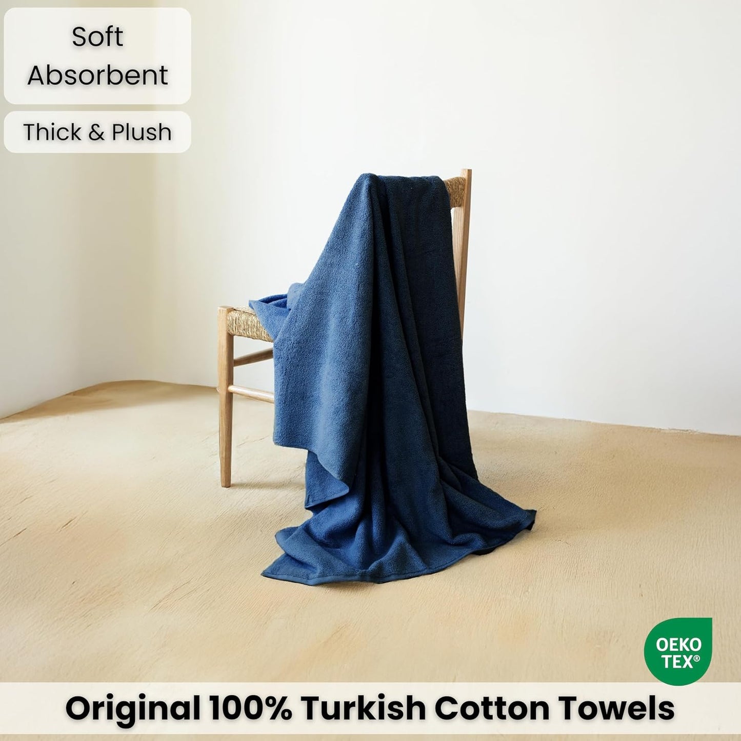 SALBAKOS Luxury 100% Turkish Cotton Bath Sheet 40x80 (1-Piece, Navy Blue) | Extra Large Jumbo Oversized Bathroom and
