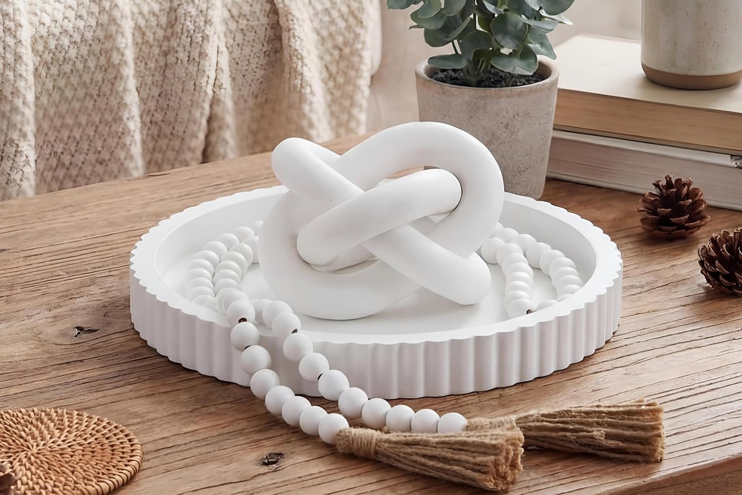 Farmhouse Decorative Tray Set / White / Set of 3