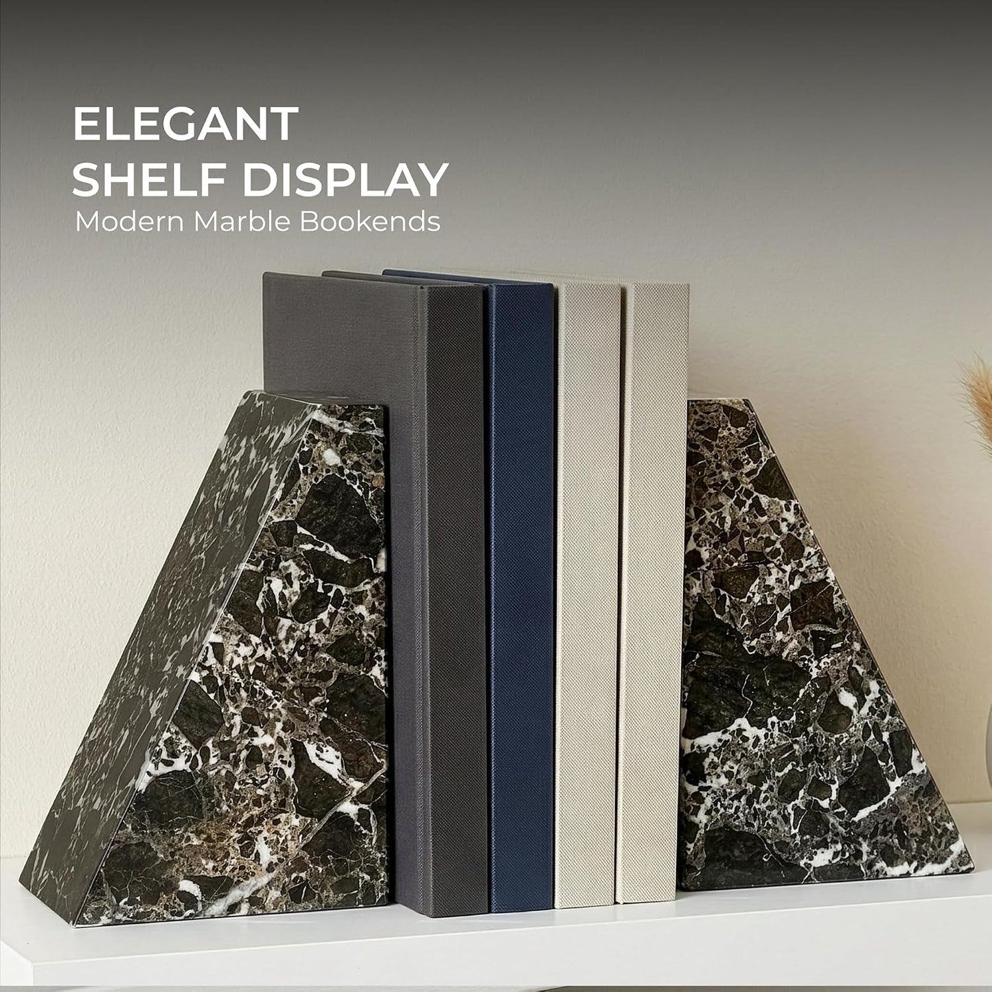 Modern Decorative Marble Bookends / Black