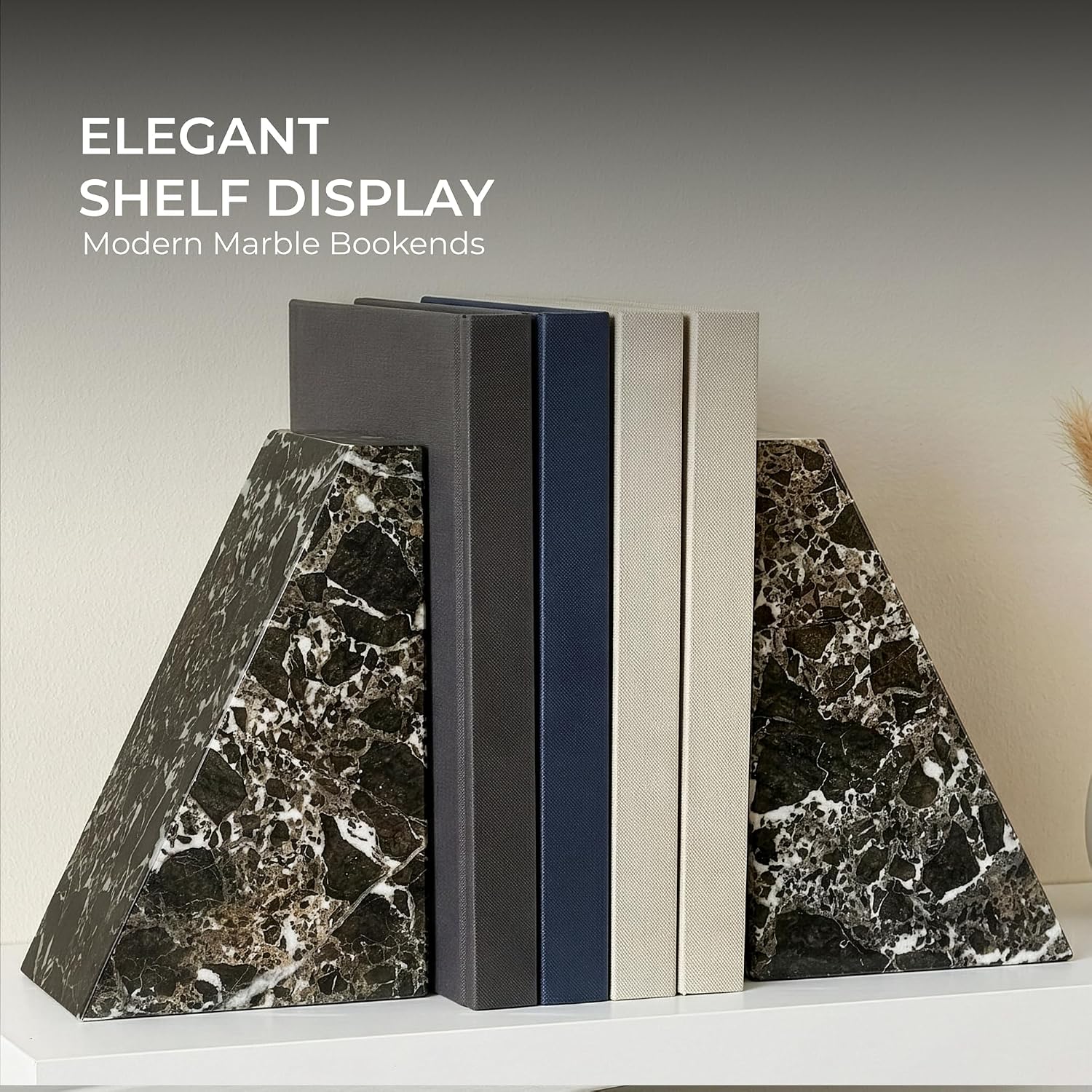 Modern Decorative Marble Bookends / Black