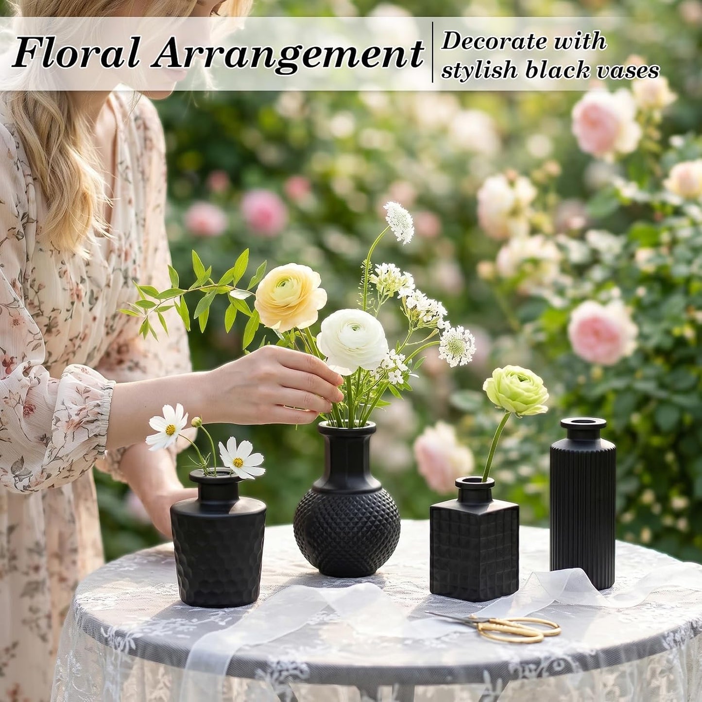 Glass Bud Vases Set / Black / Set of 24