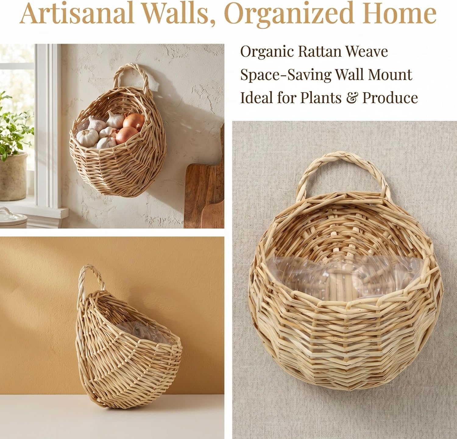 Woven Hanging Basket Decorative Wall Hanging / 23.00 x 18.00 x 9.00 / CM / As Shown 2 / Set of 2