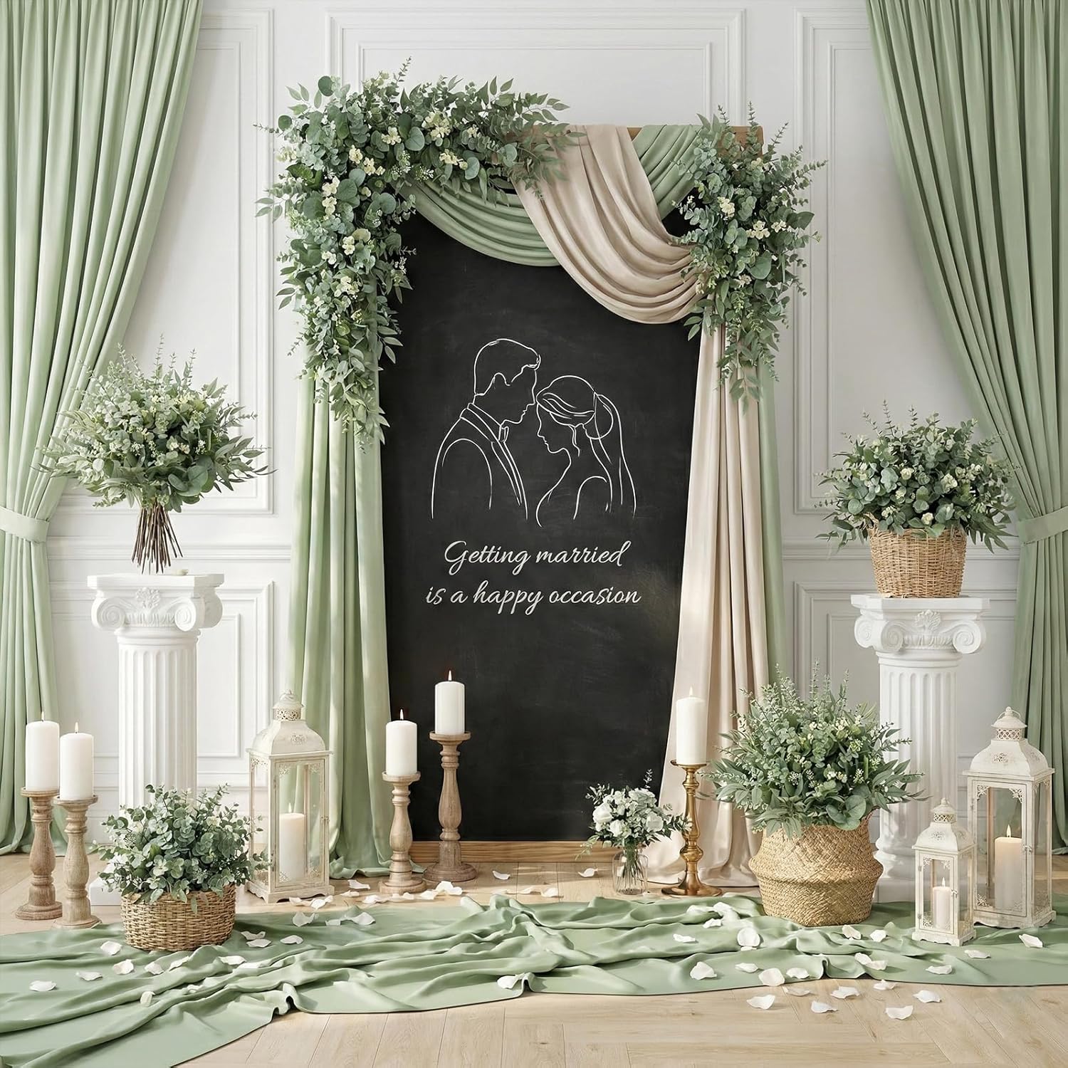 5 Kinds of Faux GreeneryEucalyptus Leaves Bulk for Vase Wedding / Green / Set of 130