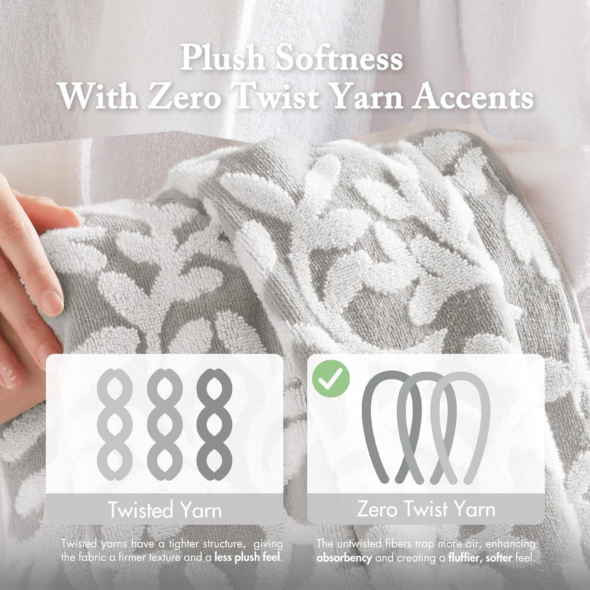 Madison Park Skyler Floral Decorative Bath Towel Set, 6 Piece, Grey | Zero Twist Cotton, Quick Dry, Ultra Soft, Plush