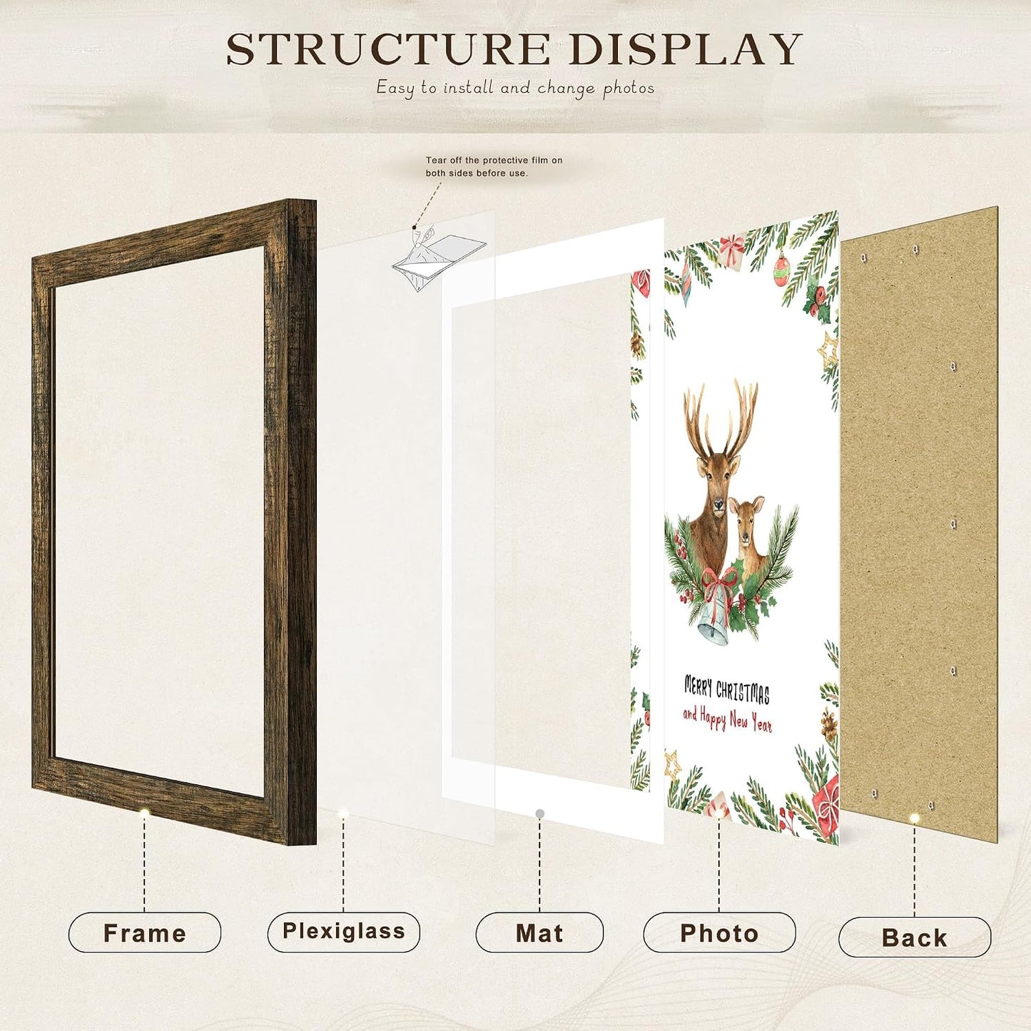 20x24 Rustic Brown Picture Frame, Poster Frame for Wall, 3 Pack | Fits 16x20 Photos With Mat or 20x24 Without Mat