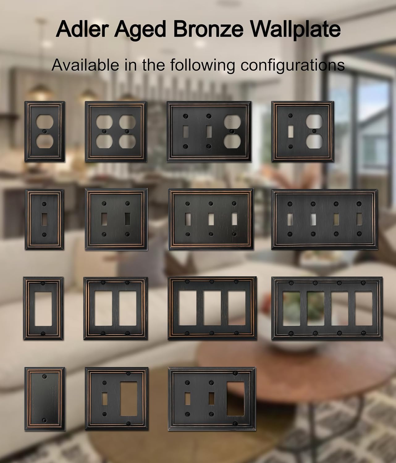 OKAWYC Single Duplex Outlet Light Switch Cover Adler Metal Wall Plate, 6-Pack Aged Bronze 1 Gang, for Receptacle Light