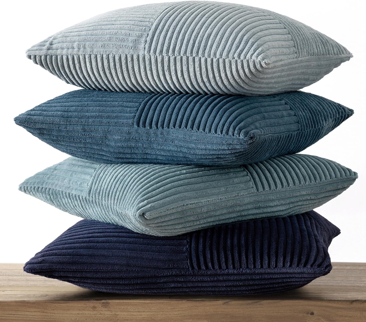 Dusty Blue Navy Farmhouse Throw Pillow Covers Boho Patchwork / 18 x 18 / Dark Blue / Set of 4