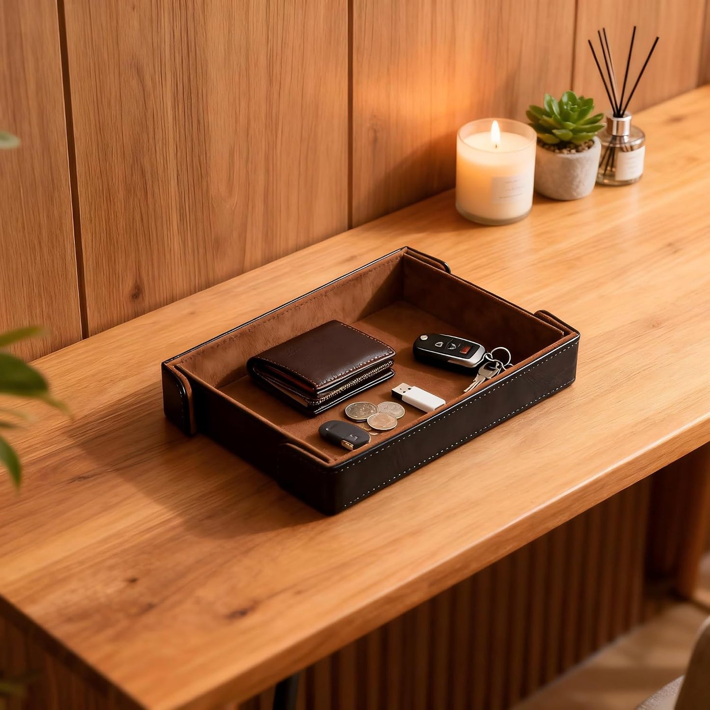 Valet Tray Desktop Storage Organizer Catchall Tray for Jewelry