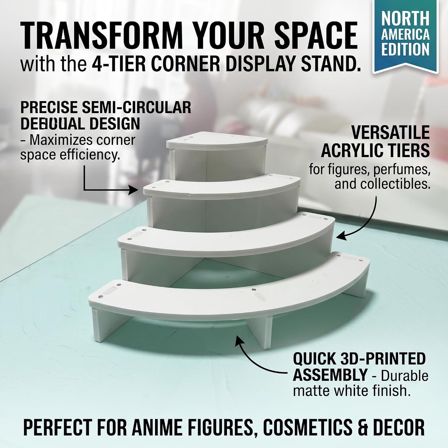 Tier Corner Shelf Display Riser for Figurines / Set of 2