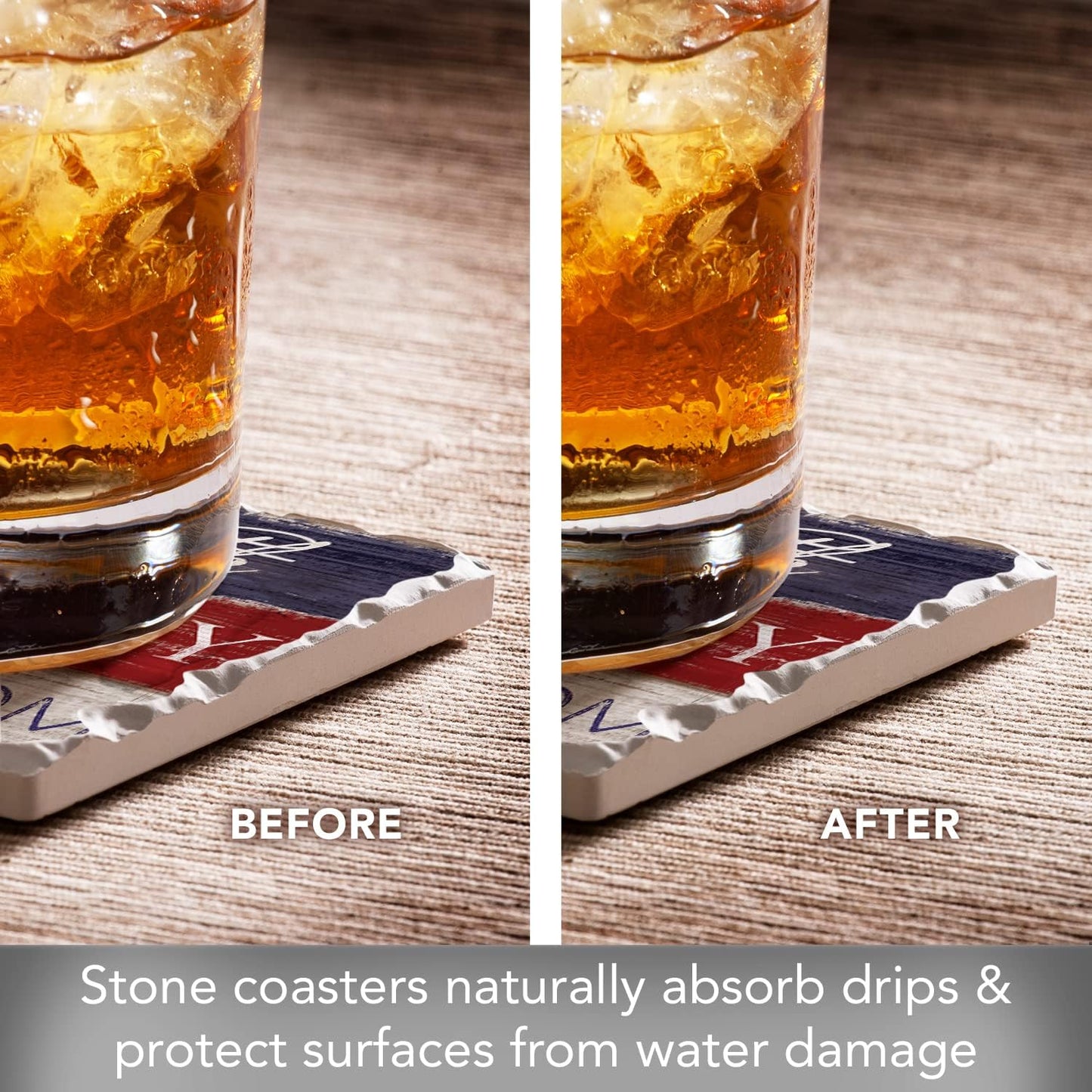 Thirstystone Americana Assorted Tumbled Tile Stone Coasters Manufactured in the USA / Set of 4