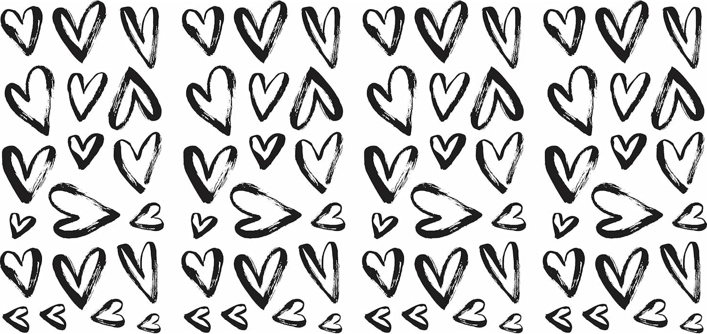RMK4884SCS Sketchy Hearts Peel and Stick Wall Decals / Black