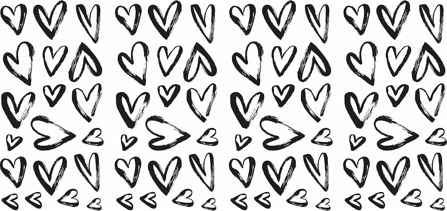 RMK4884SCS Sketchy Hearts Peel and Stick Wall Decals / Black