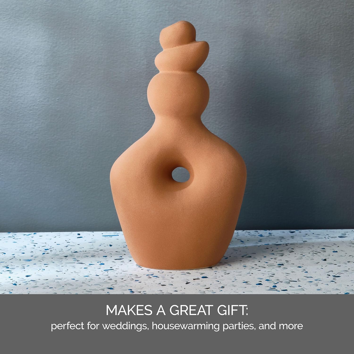 Terracotta Twist Ceramic Stoneware Vase / Teracotta / 13.4 Inch / 13.5 Inch