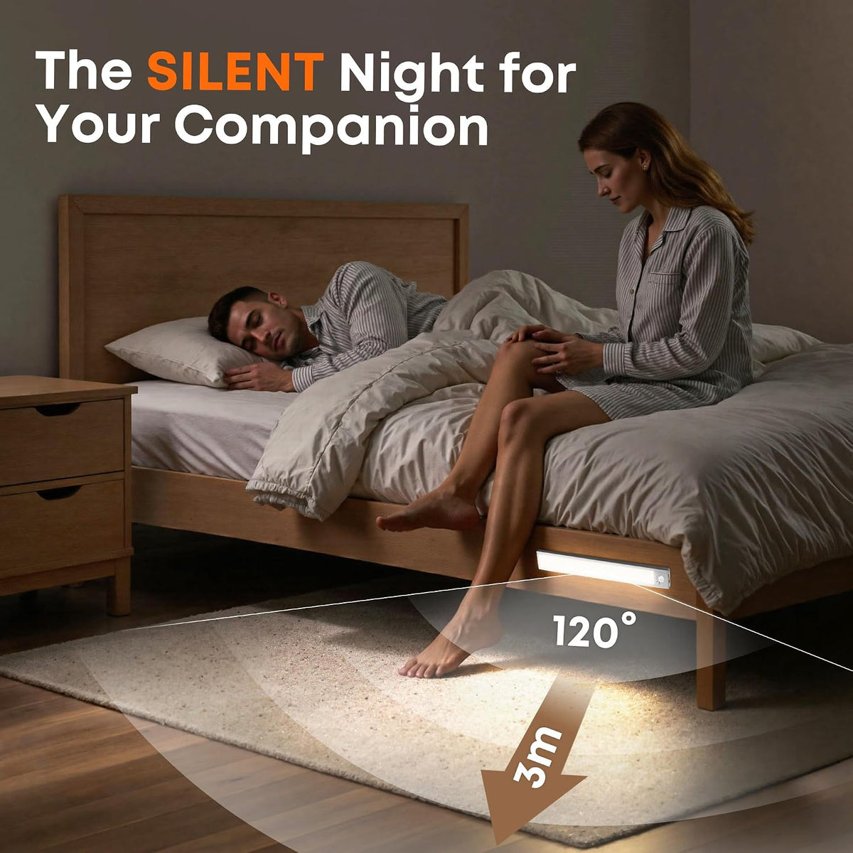 LROLTEF Under Cabinet Lights Wireless, 2 Pack 15.7 inch 1500mAh 3000K 4000K 6500K 3 Color Temps Dimmable Motion Sensor