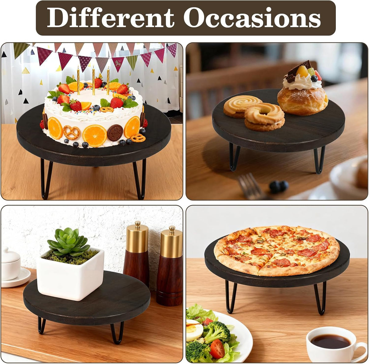3 Pcs Buffet Risers, Wood Round Food Riser Dessert Table Display Stand Set for Party Wood Cupcake Stands Nesting Table