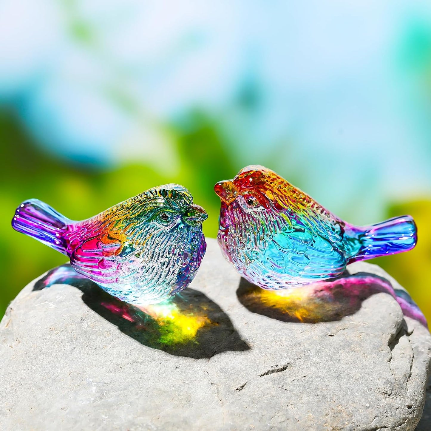 Colorful Crystal Birds Figurines Handmade Bird Gifts for Women Men Bird / Multicolor / Set of 2