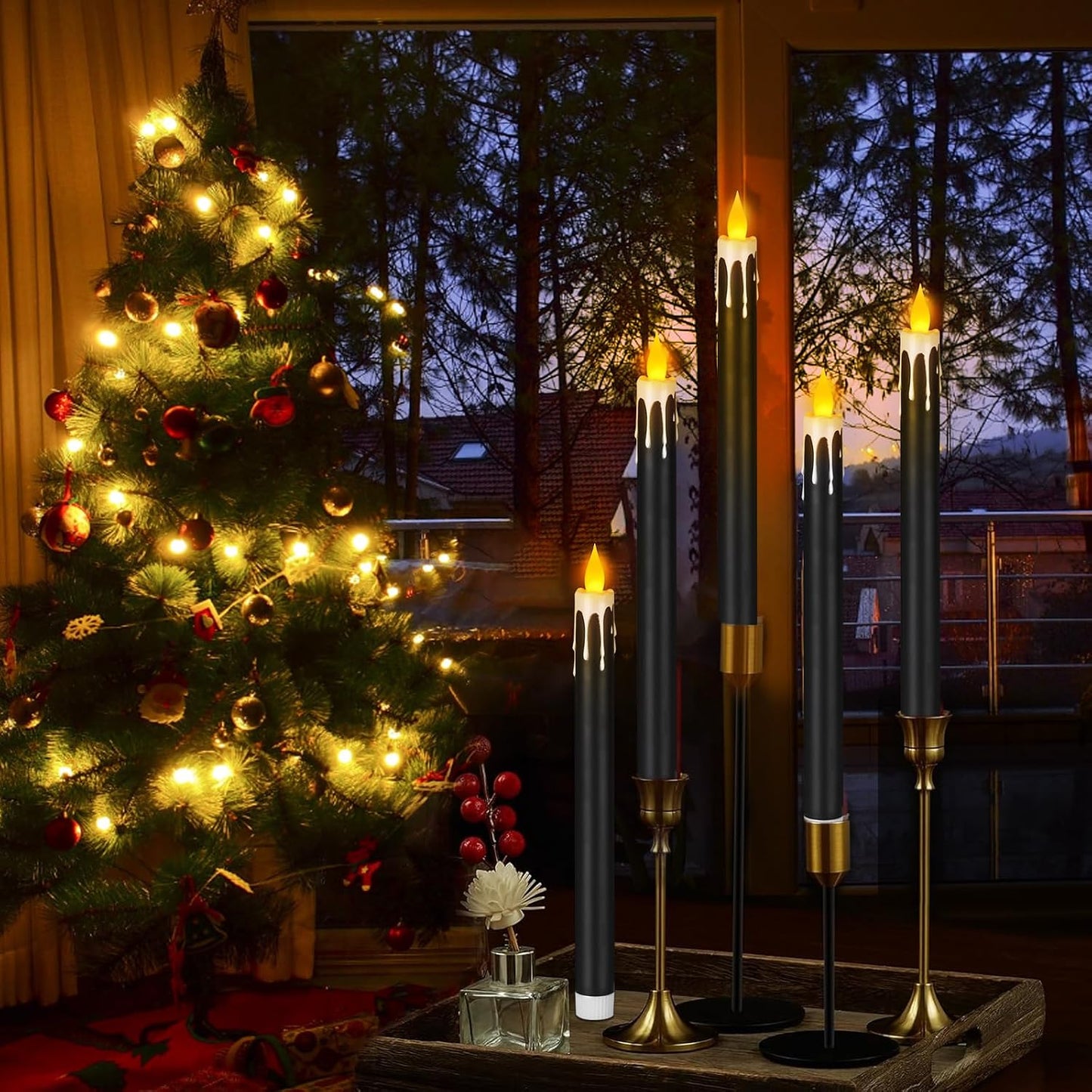 wemarry Flameless Taper Candles 10.6" Dripless Battery Operated Taper Candles Included Remote Timer 400+ Hours by 2AA