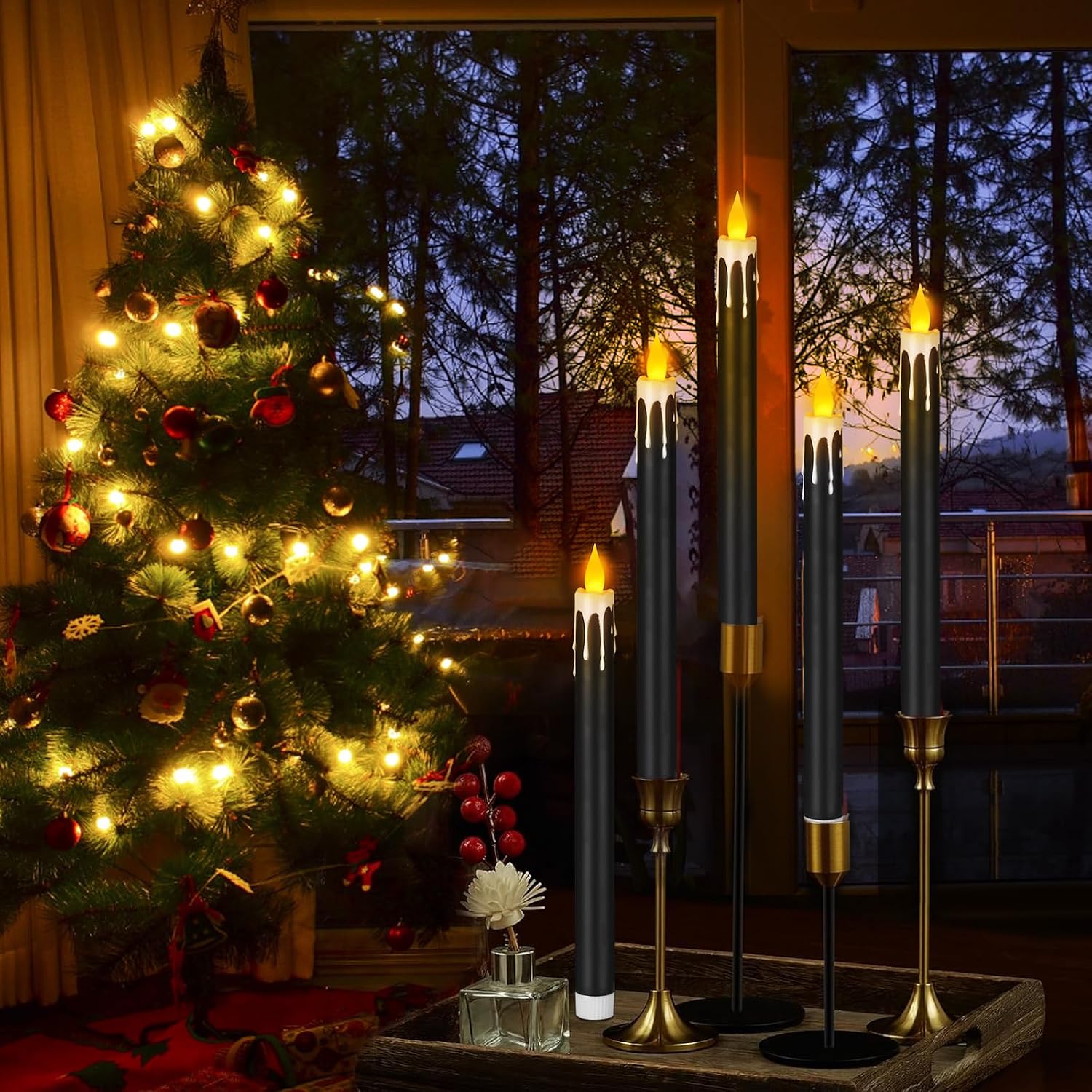 wemarry Flameless Taper Candles 10.6" Dripless Battery Operated Taper Candles Included Remote Timer 400+ Hours by 2AA