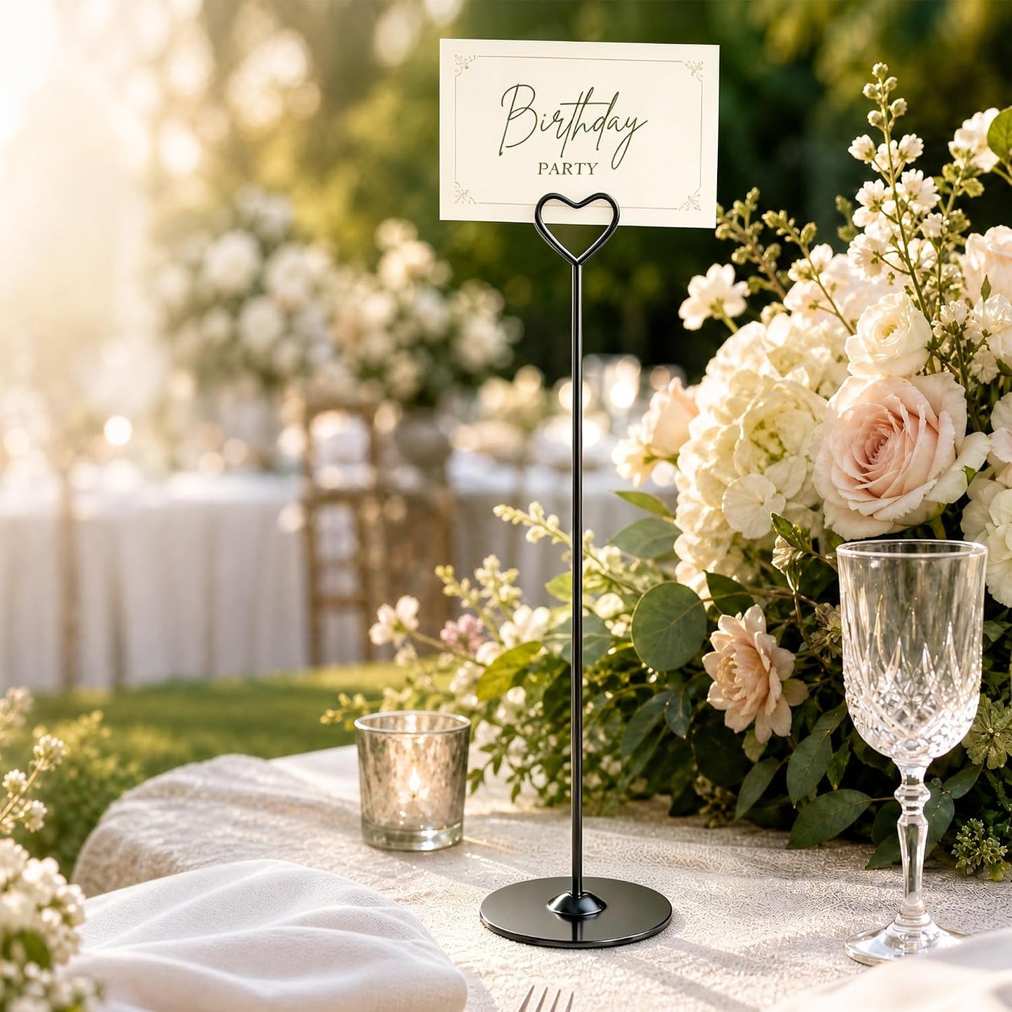 Urban Deco 16PK Heart Table Number Holders Place Card Holders 12 Inch Table Card Holders Steel Card Holders for Photos
