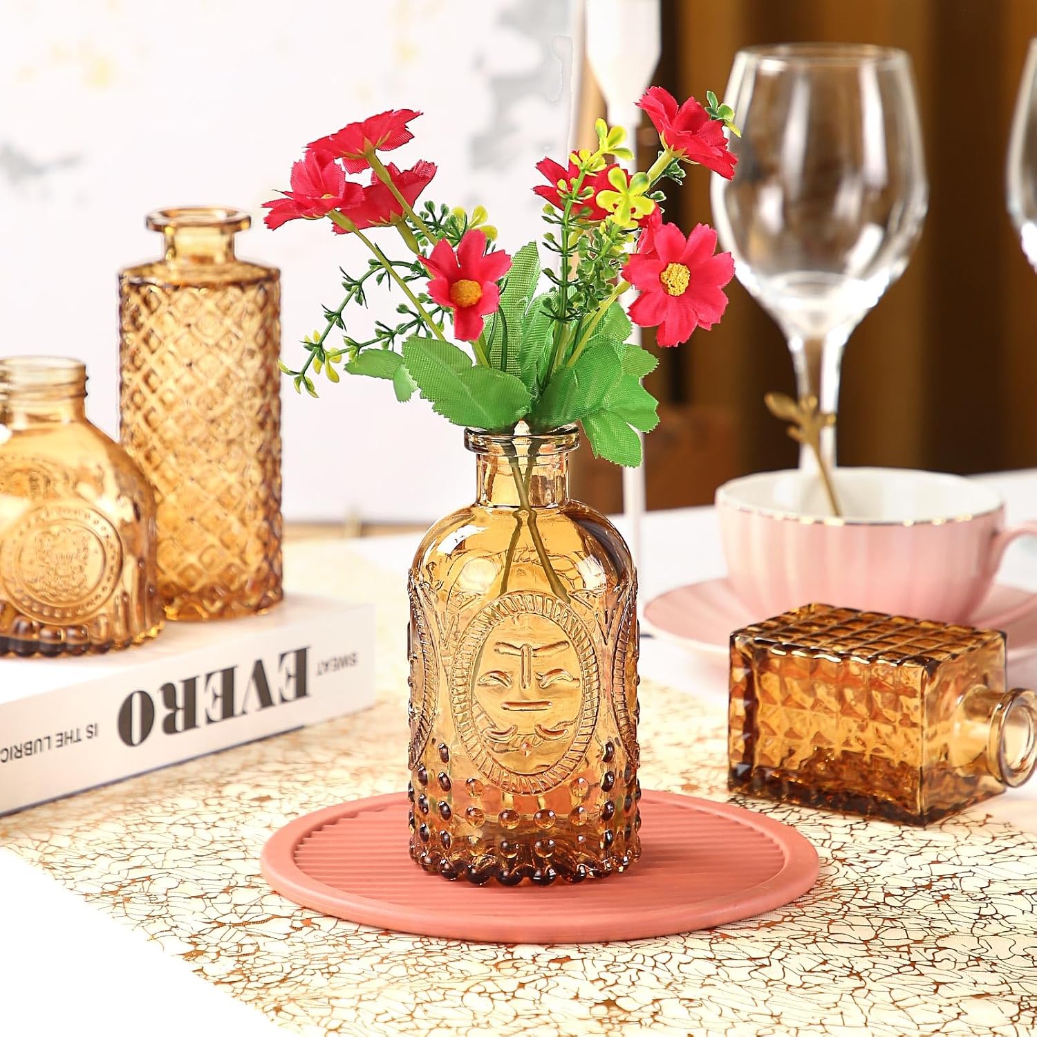 Glass Bud Vases / Dark Brown / Set of 30