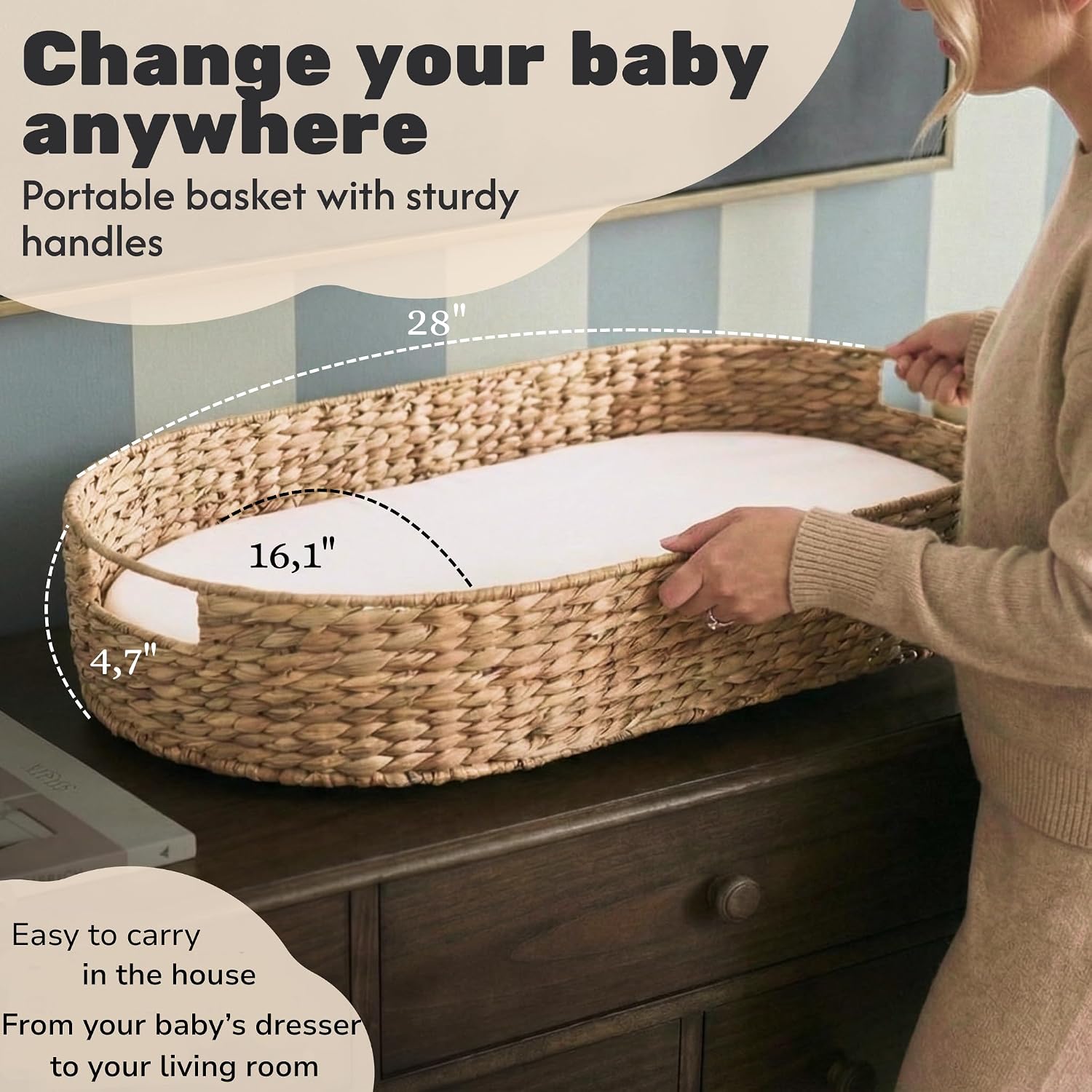 Scalloped Changing Basket for Baby Dresser