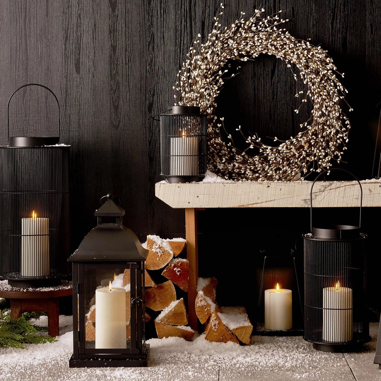 LampLust Outdoor Lanterns Patio Decor, 2 Pack, 8 in Black Metal Candle Lantern