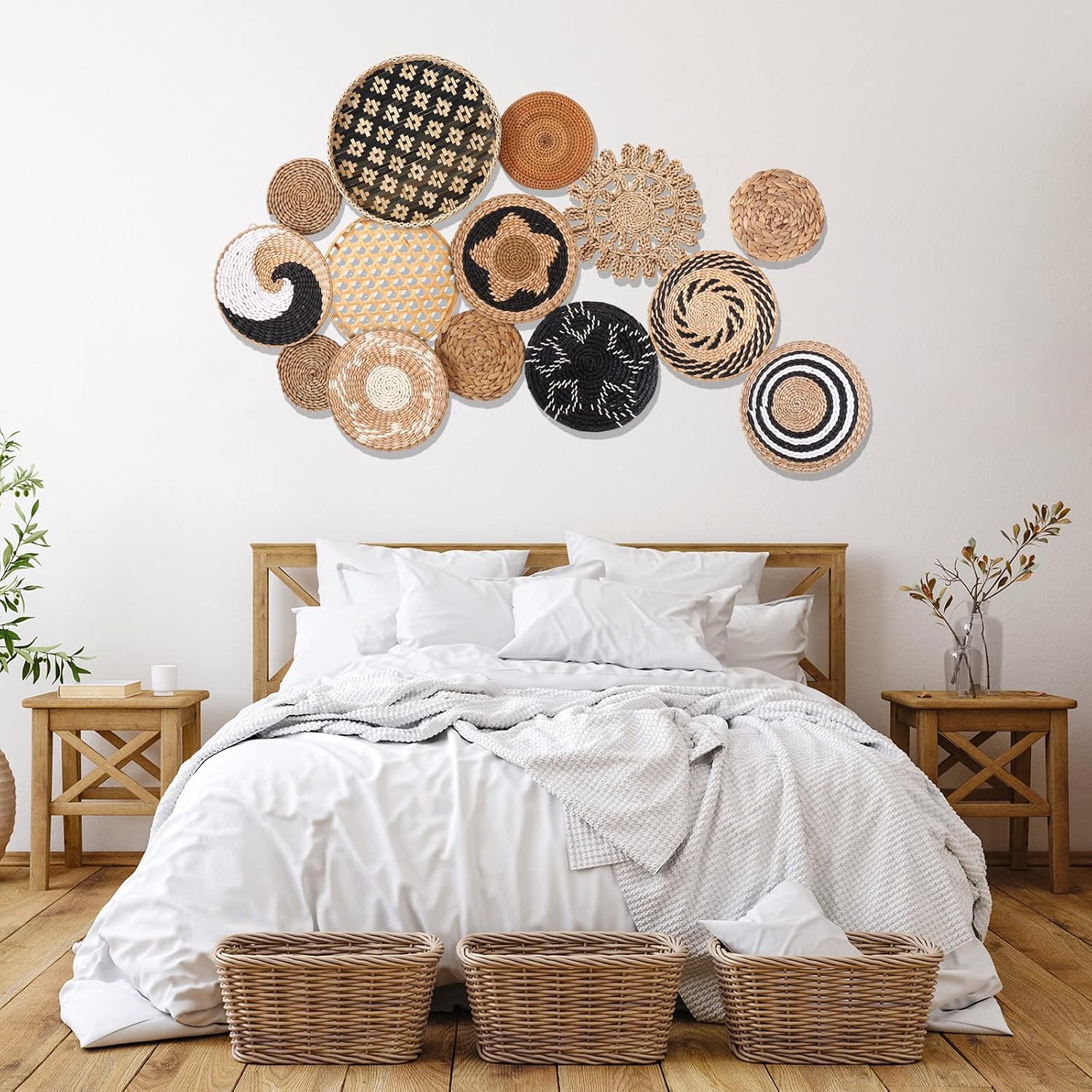 Boho Wall Basket Decor / Retro Color / Set of 14