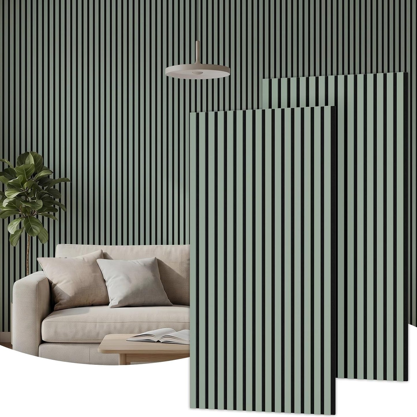 TONOR Wood Wall Panels for Interior Wall Decor, 2 Pack 47.2" x 23.6"(15.47ft²) Wood Slat Aacoustic Panels, Soundproof