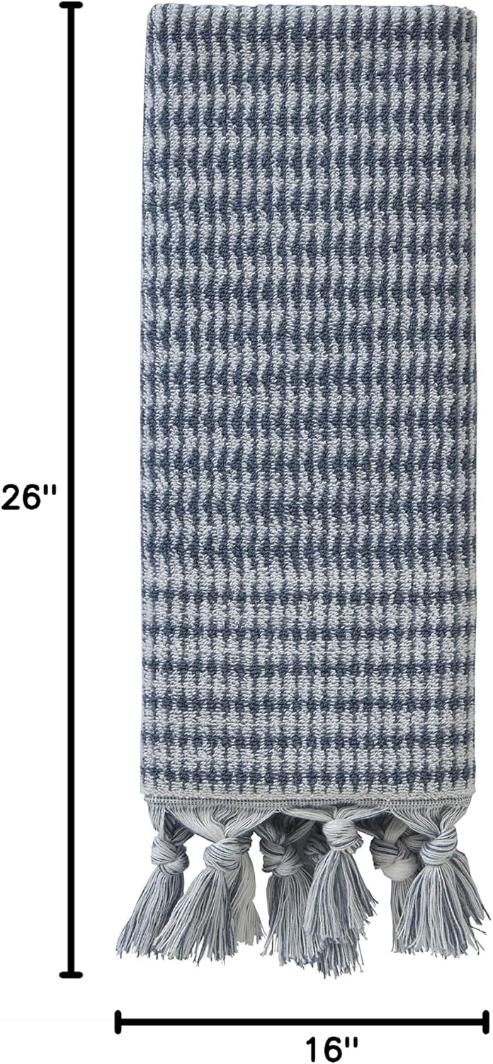 SKL Home Longborough Hand Towel Set-2pc, 100% Turkish Cotton, Denim Blue | 640 GSM weight. Spa-level quality. Soft &