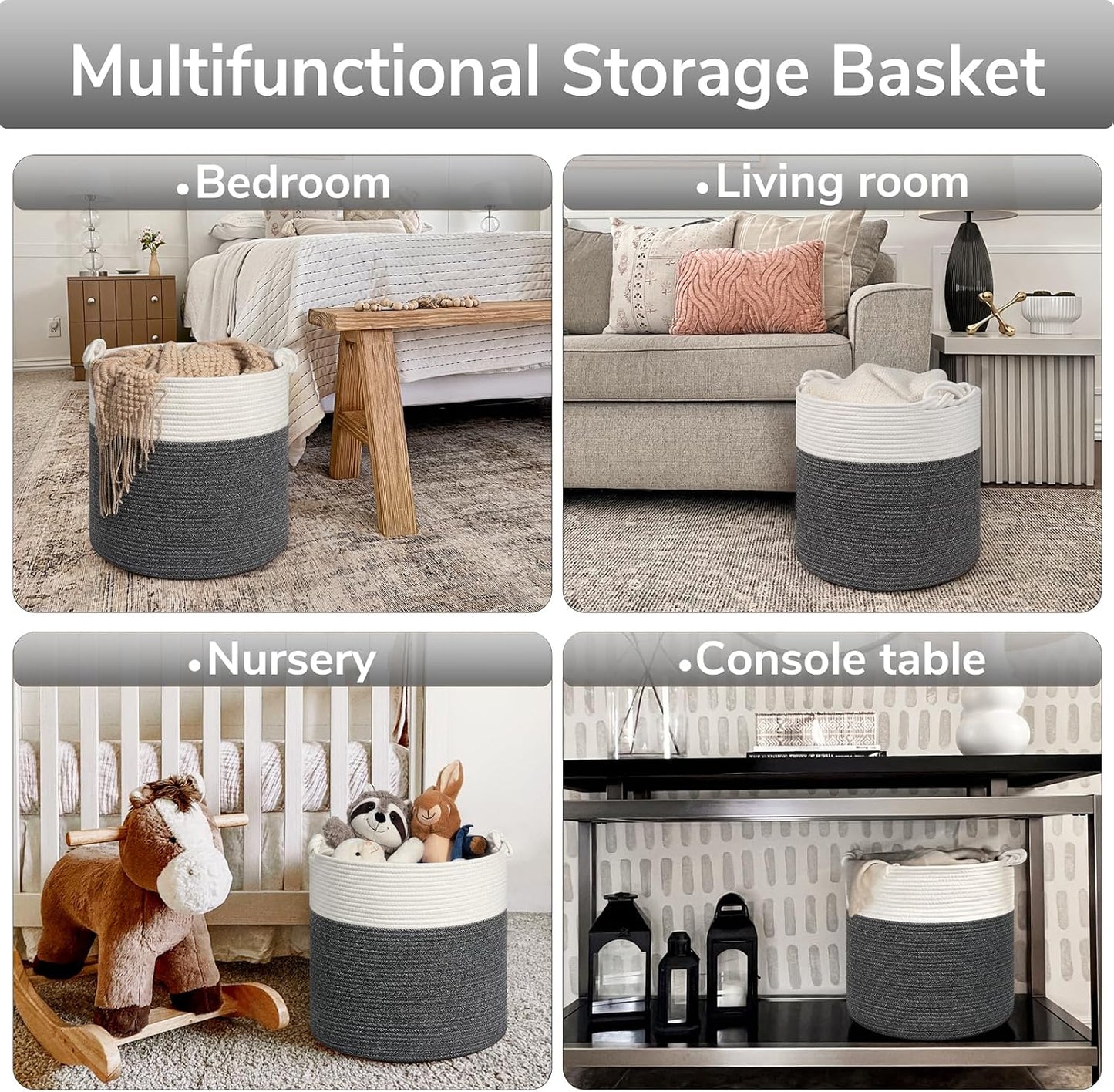 Baby Storage Basket / Dark Gray / 15 x 14.2