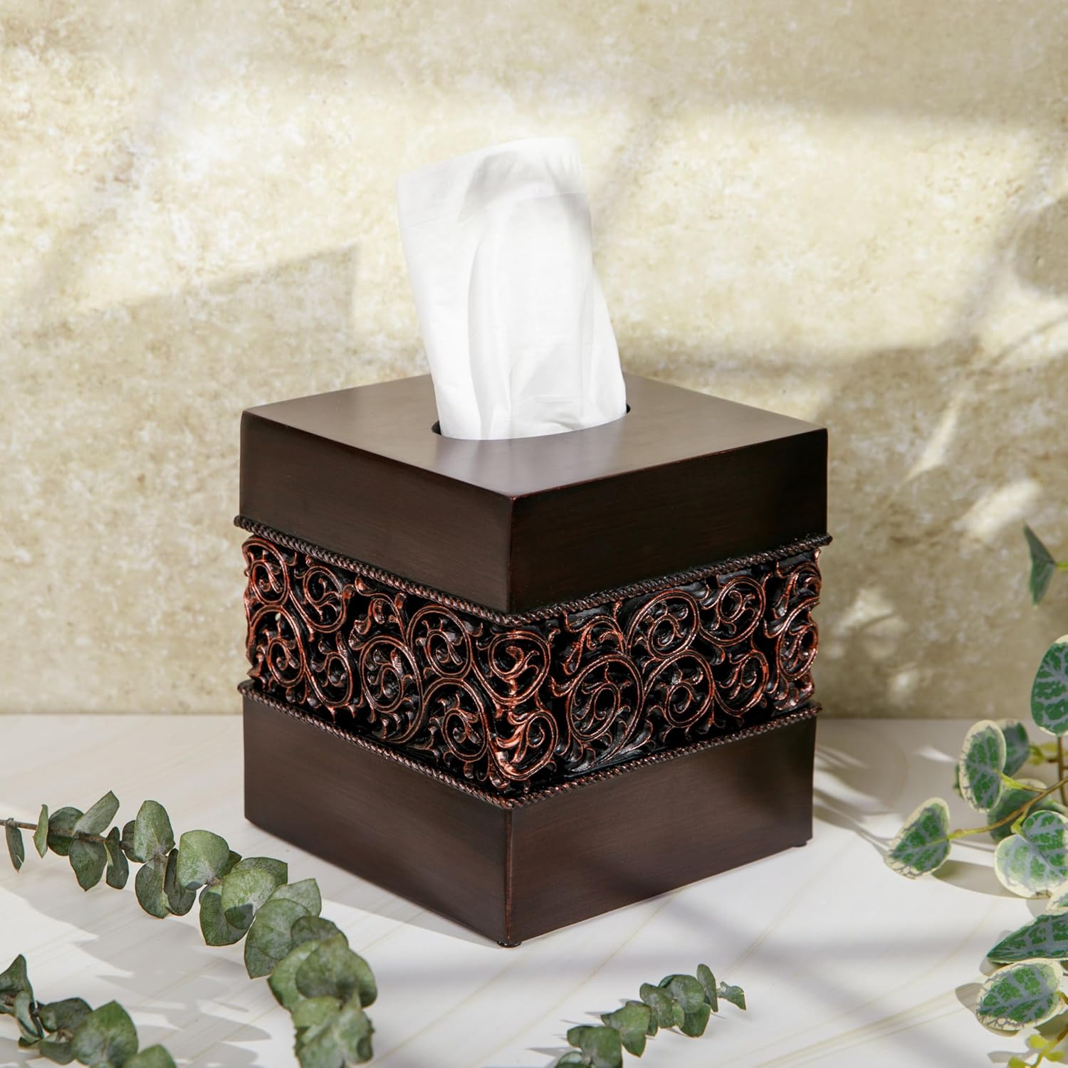 Finish Square Tissue Box Cover / Bronze