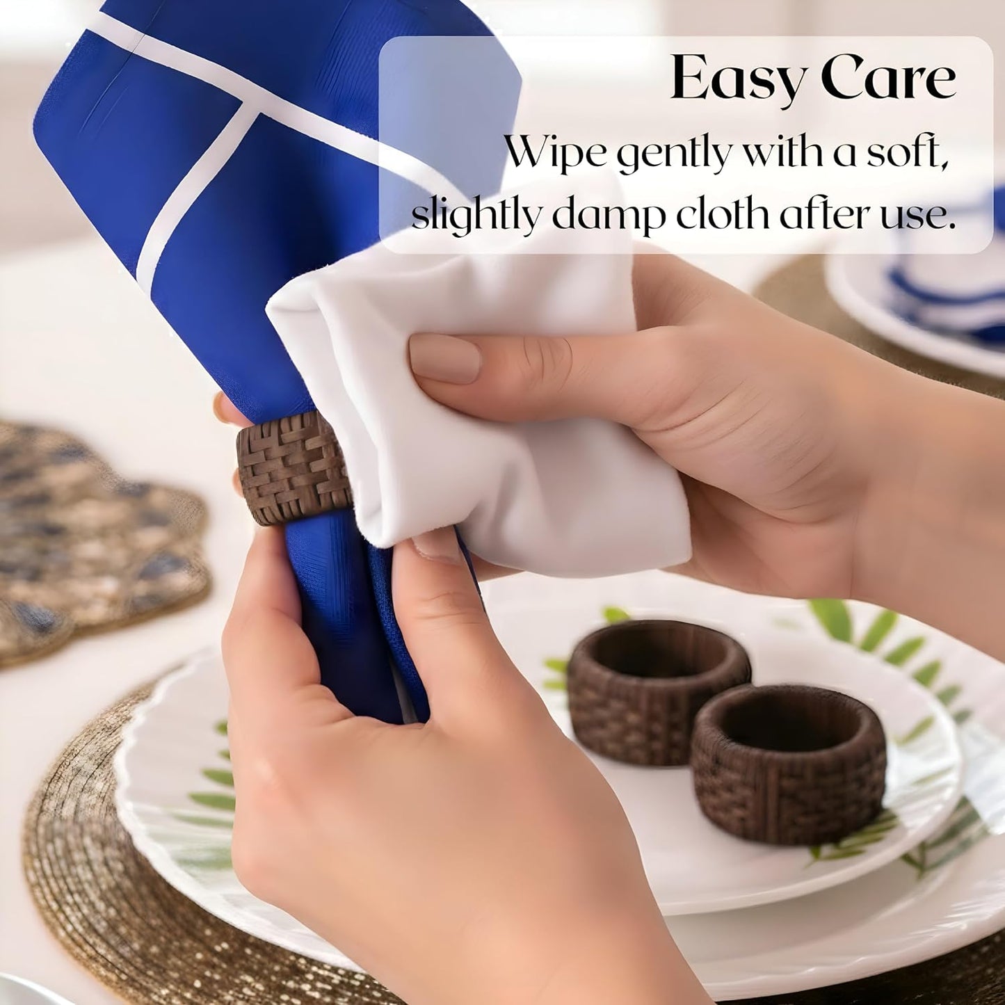 Alpha Living Home Napkin Rings, Rustic Rattan Style, Brown, Set of 12 | Cane & plastic, 2.25x2.25x1.5 in, farmhouse