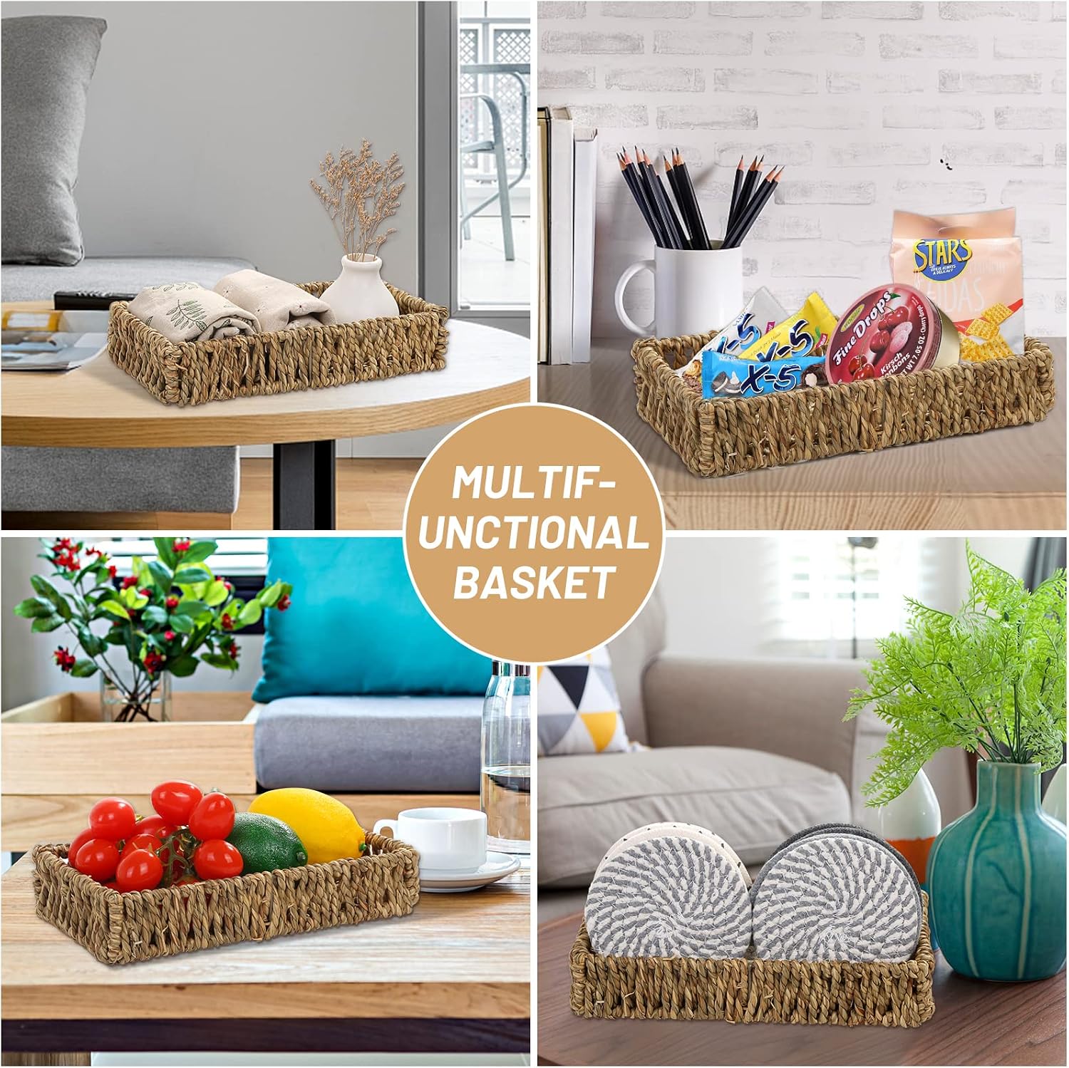 Basket / Minimalist Cotton Woven Coaster Set / Set of 10
