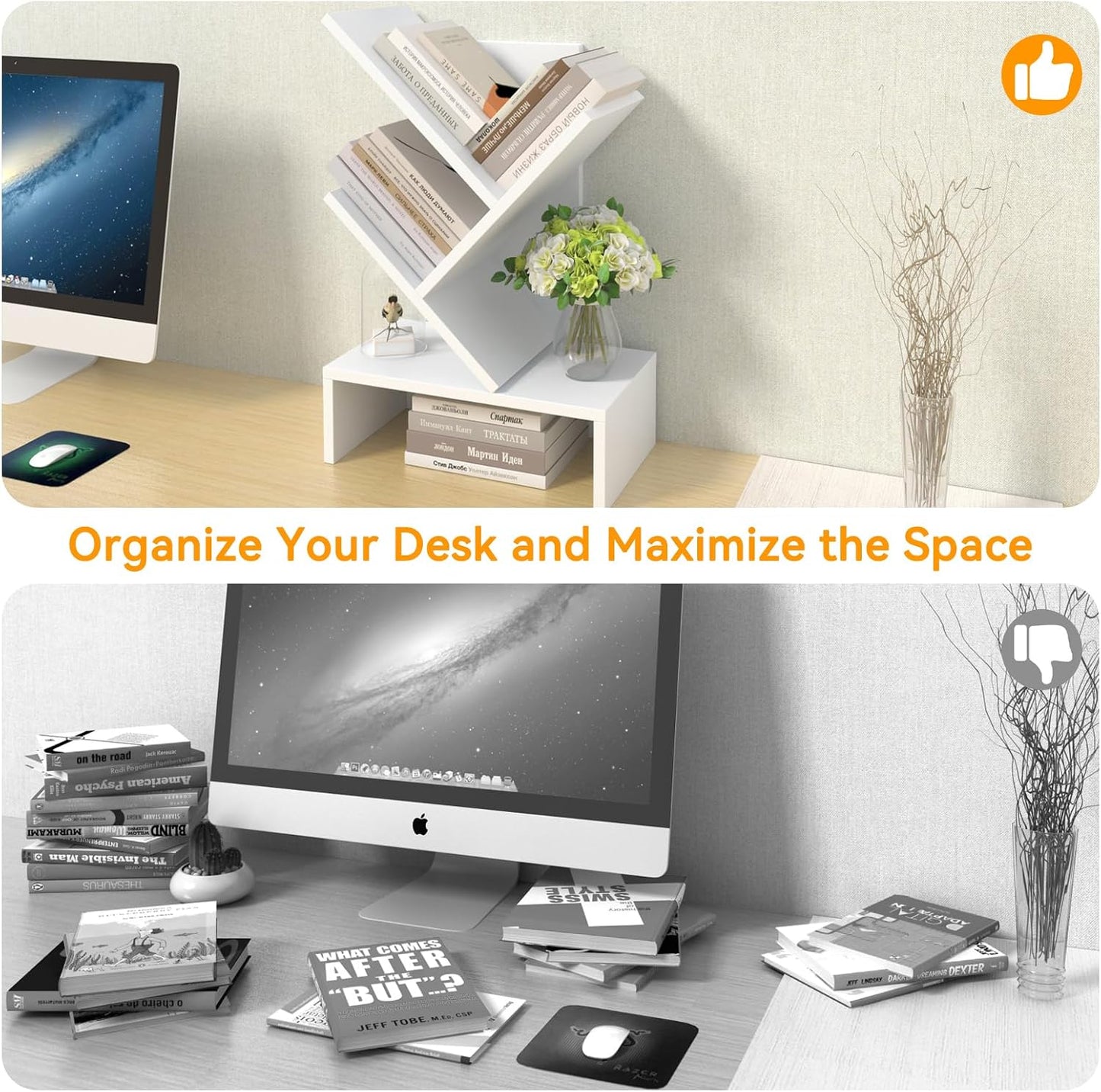 Compact Book Holder for Small Spaces / 4-tier-white