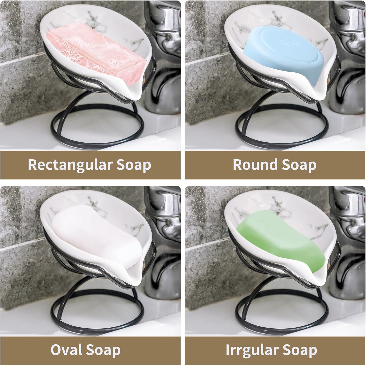 Ceramic Soap Bar Holder / Black