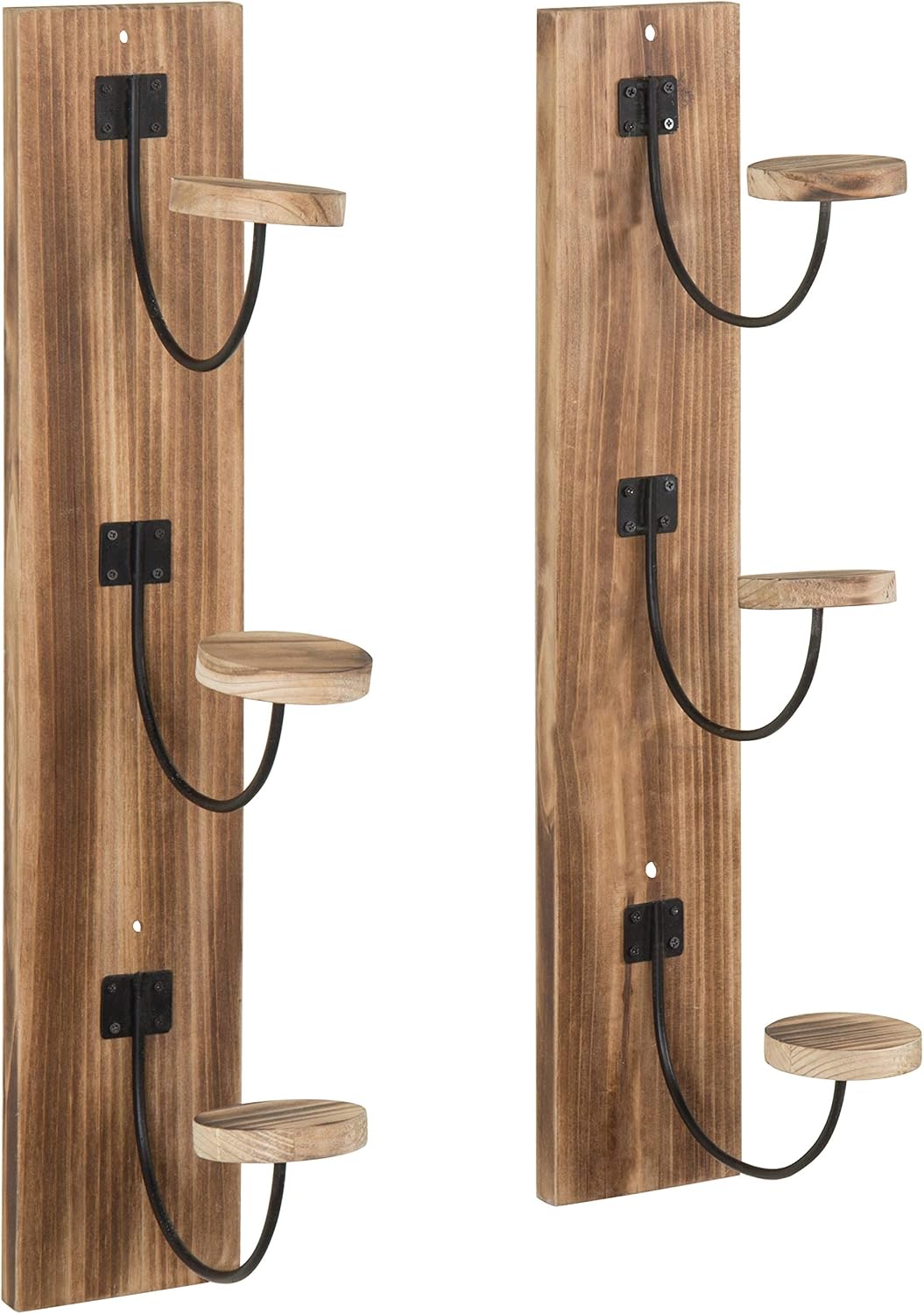 MyGift 2 Pcs Hat Rack Wall Mount, Cowboy Hat Organizer Holder, Coat, Cap Clothes Hanger with Metal Wire and Wood Hooks