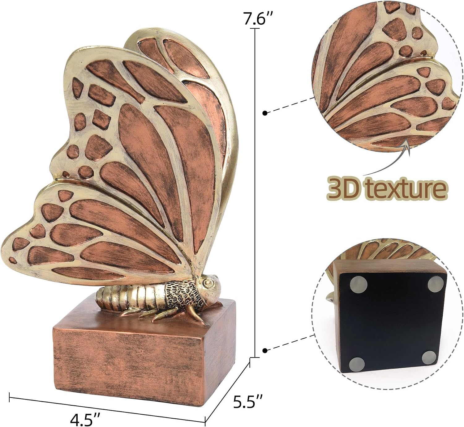 Vintage Butterfly Bookends / Brown