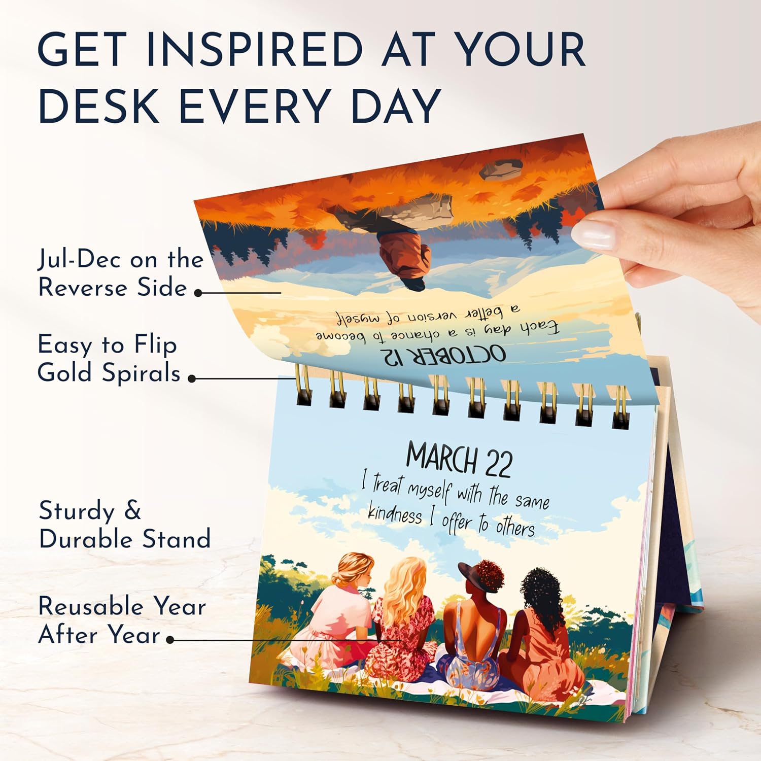 Daily Affirmations for Women, Perpetual Desk Calendar, 366 Positive Quotes | Inspirational Self Care Gifts for Women