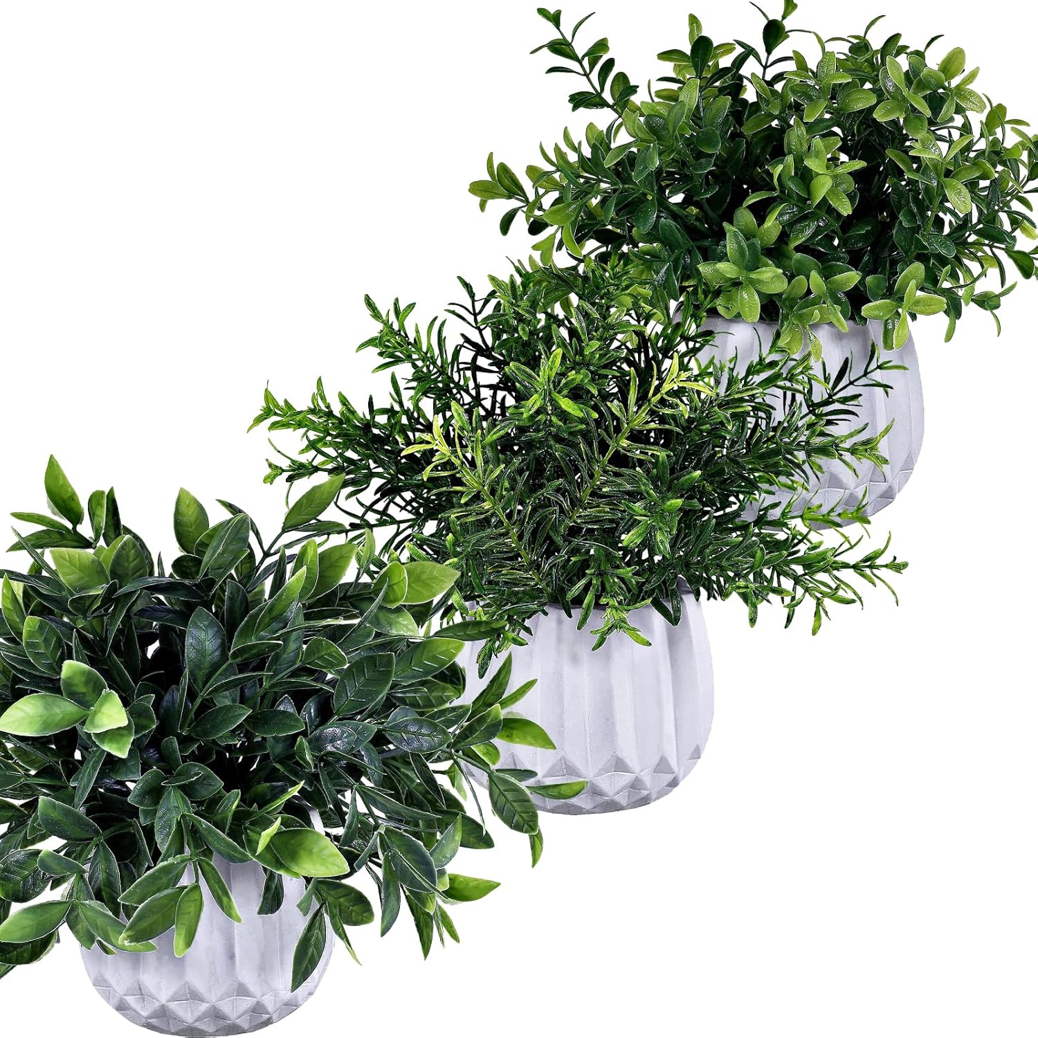 Faux Potted Plants Set / White / Set of 3