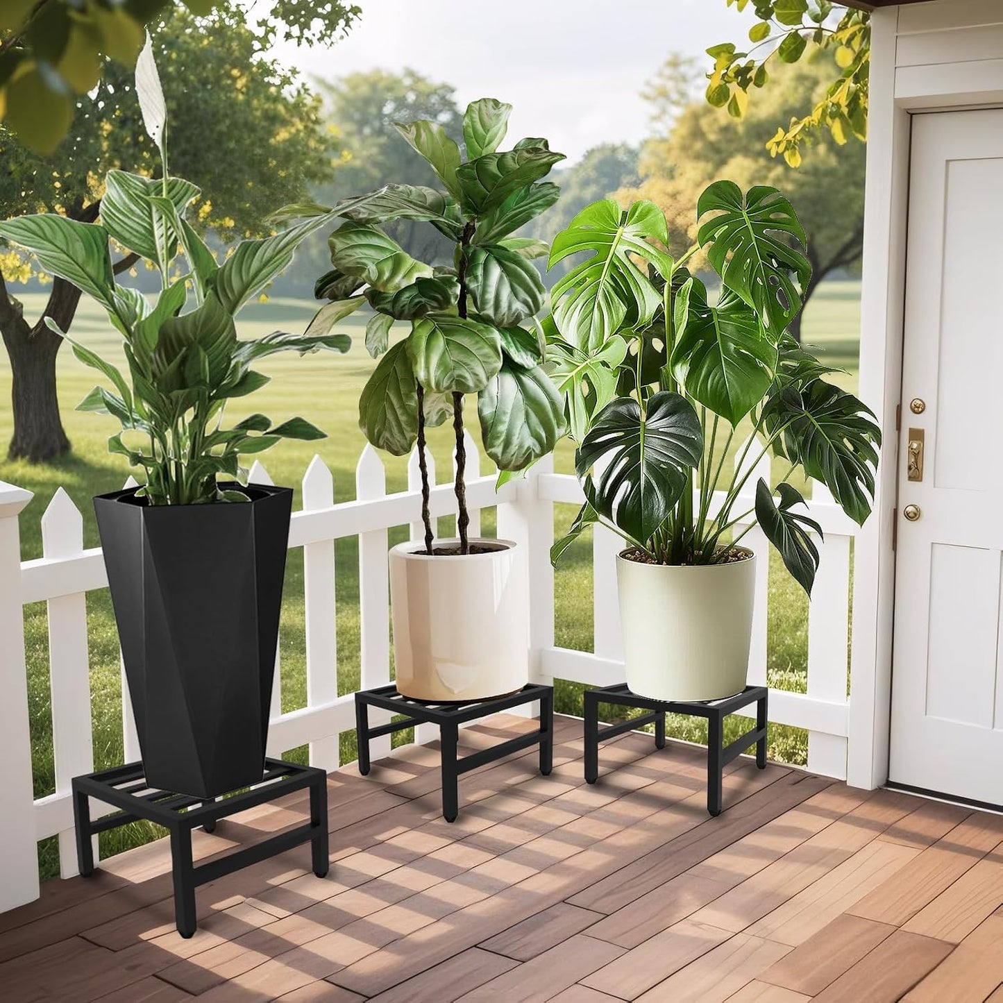 Plant Stand Indoor Outdoor, Heavy Duty Wrought Iron Pedestal Stands 3 Pack | Metal Plant Stand for Indoor Outdoor