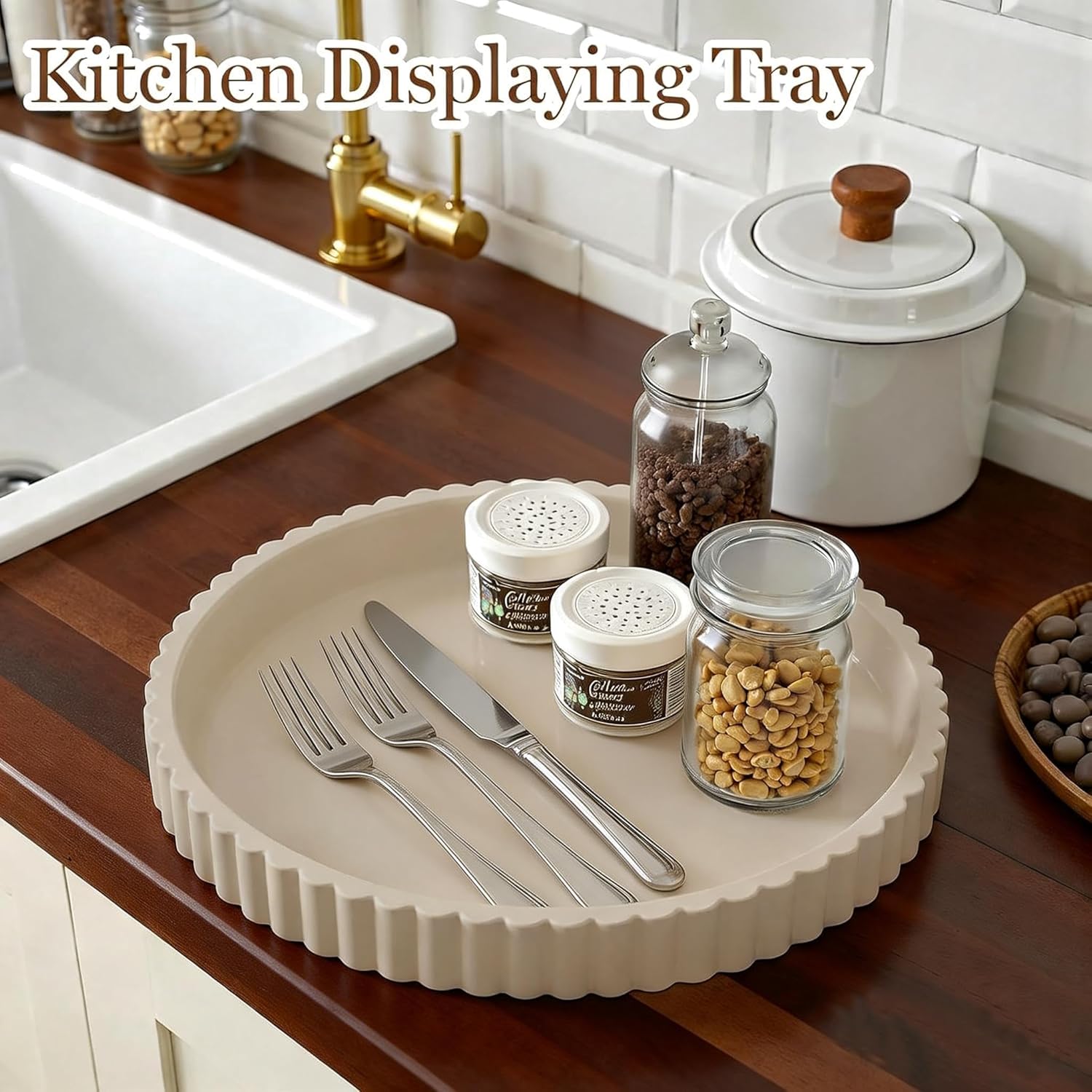 Round Decorative Trays & Coffee Table Tray / 11 Inch