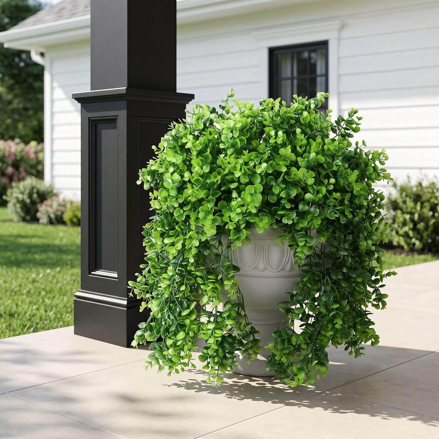 Faux Outdoor Plants Fake Hanging Plants / Eucalyptus Vine - Green / Set of 2