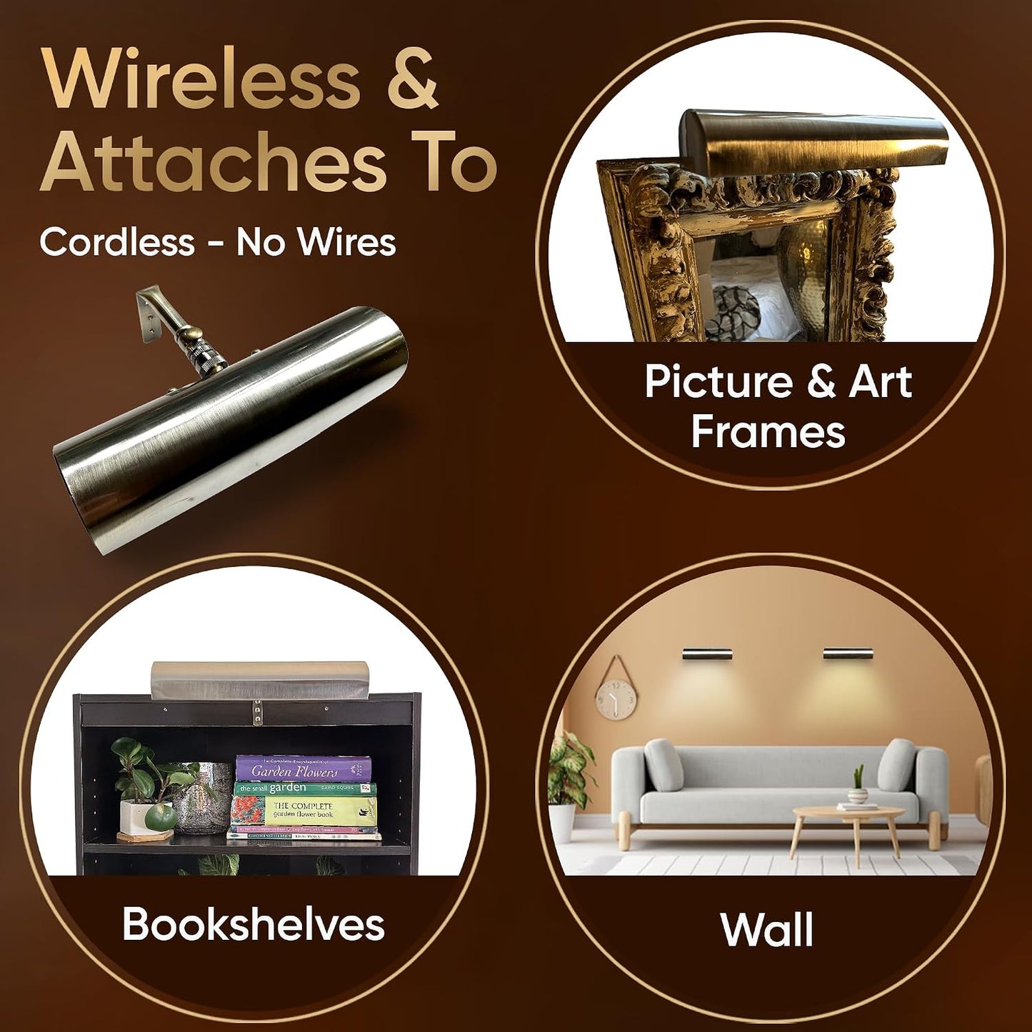 Concepdesigns Picture Light, Battery Operated Picture Light, Dimmable Wireless Picture Lights for Wall, Art Light