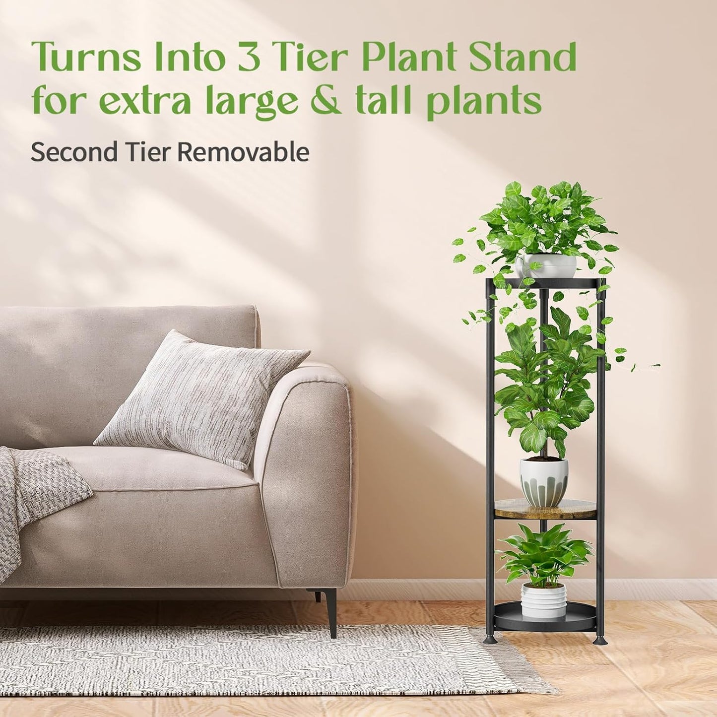 iDavosic.ly 4 Tier Corner Metal Plant Stand Indoor, 45 In Tall, Black Brown | Vertical Outdoor Flower Display Holder