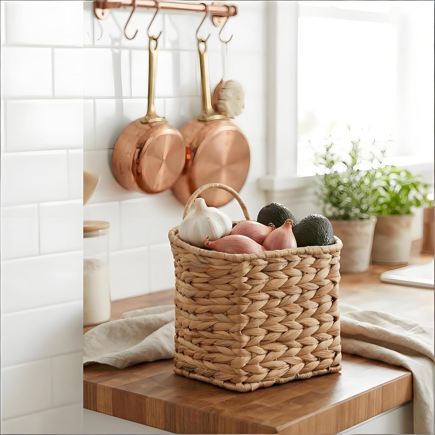 Woven Hanging Basket / 9.06 x 6.30 x 8.66 / Set of 2