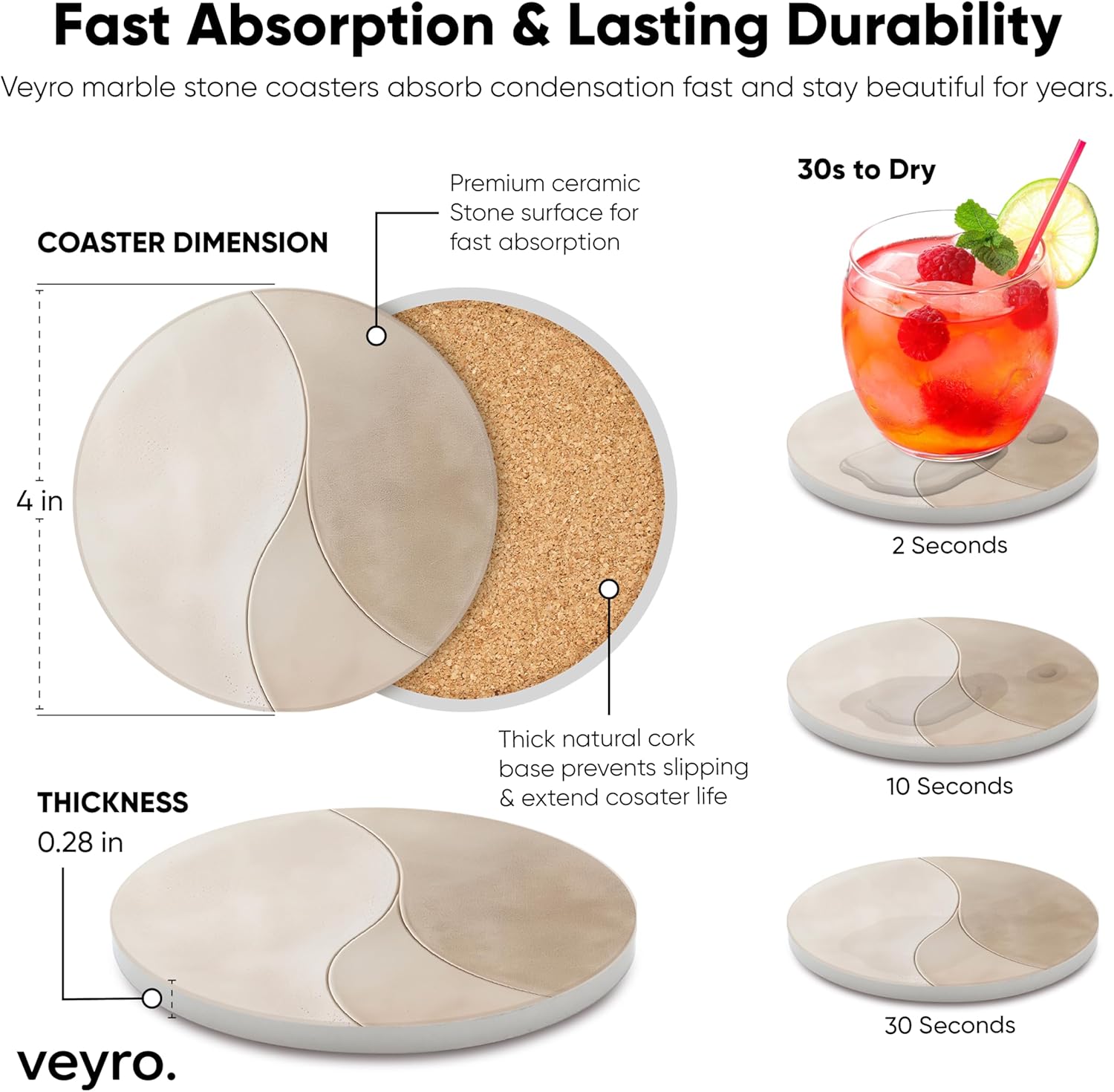 Holder / Modern Marble Look / Clay 1 / Set of 6