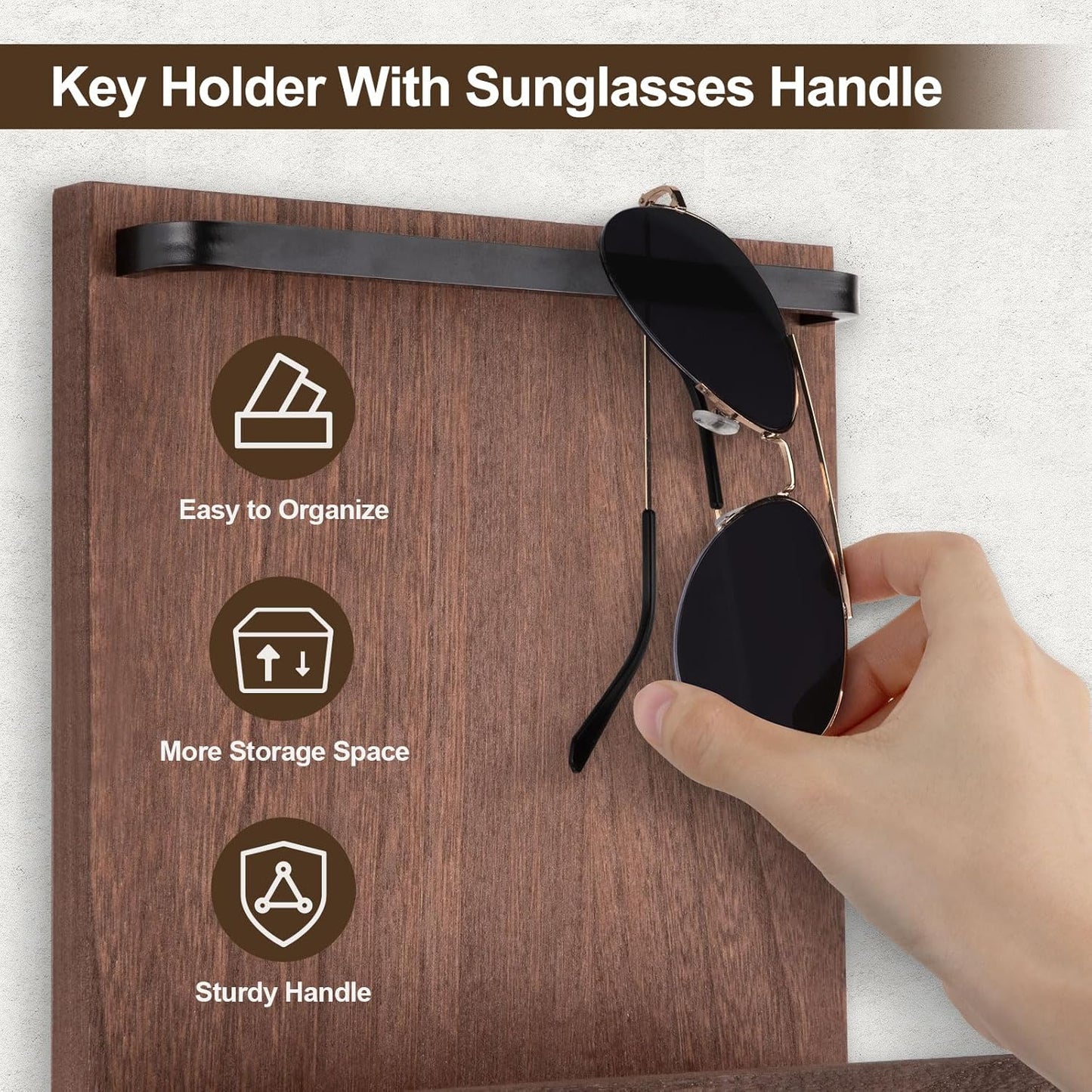 4 Hooks / Key Holder / Brown